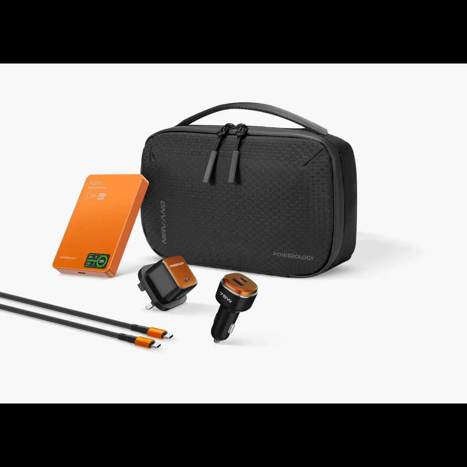 Powerology Travel Kit Nirvano 5-in-1 - 10000mAh Power Bank, Black/Orange 1 Powerology Travel Kit Nirvano 5-in-1 - 10000mAh Power Bank, Black/Orange 1