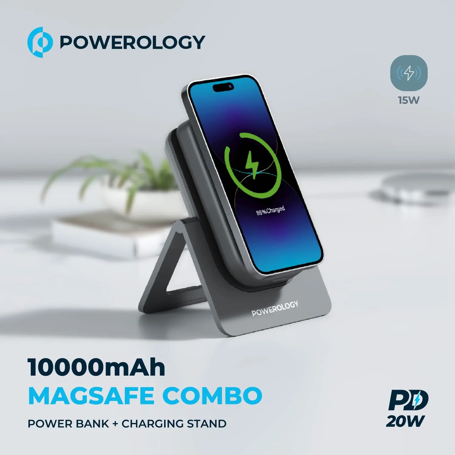 Powerology Power Bank 10000mAh - MagSafe Combo, Grey 2