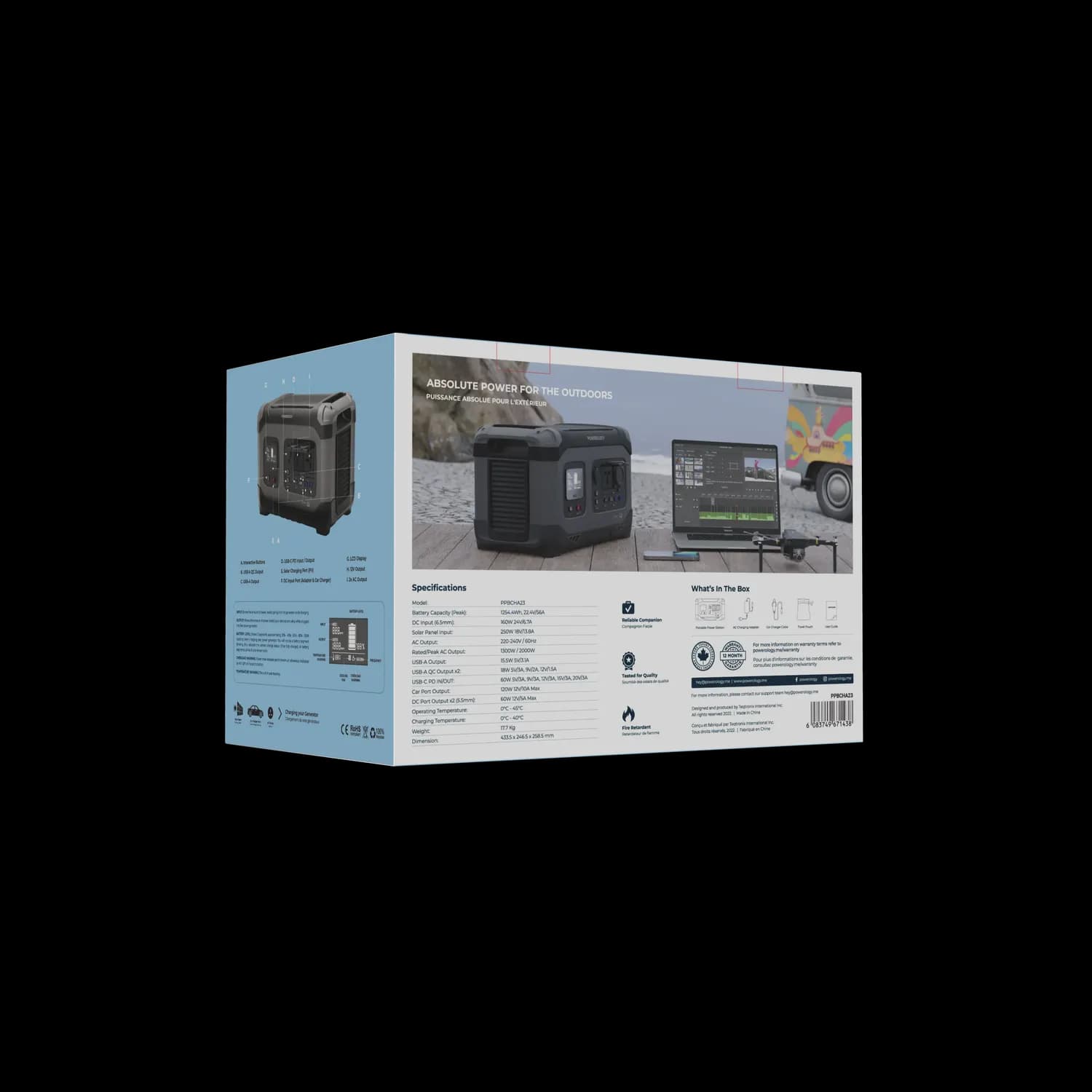 Powerology Portable Power Generator - 1300W, Black 5
