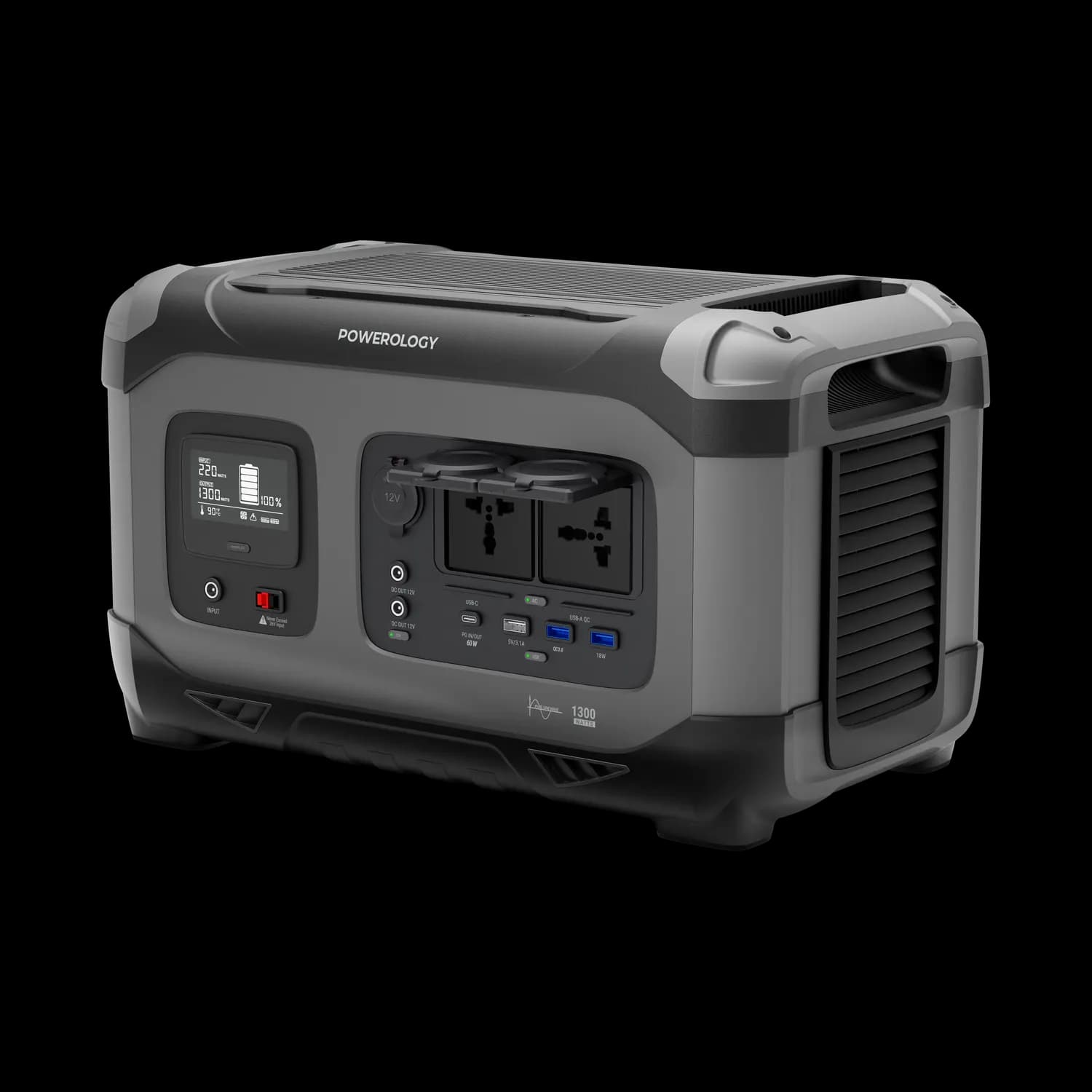Powerology Portable Power Generator - 1300W, Black 1 Powerology Portable Power Generator - 1300W, Black 1