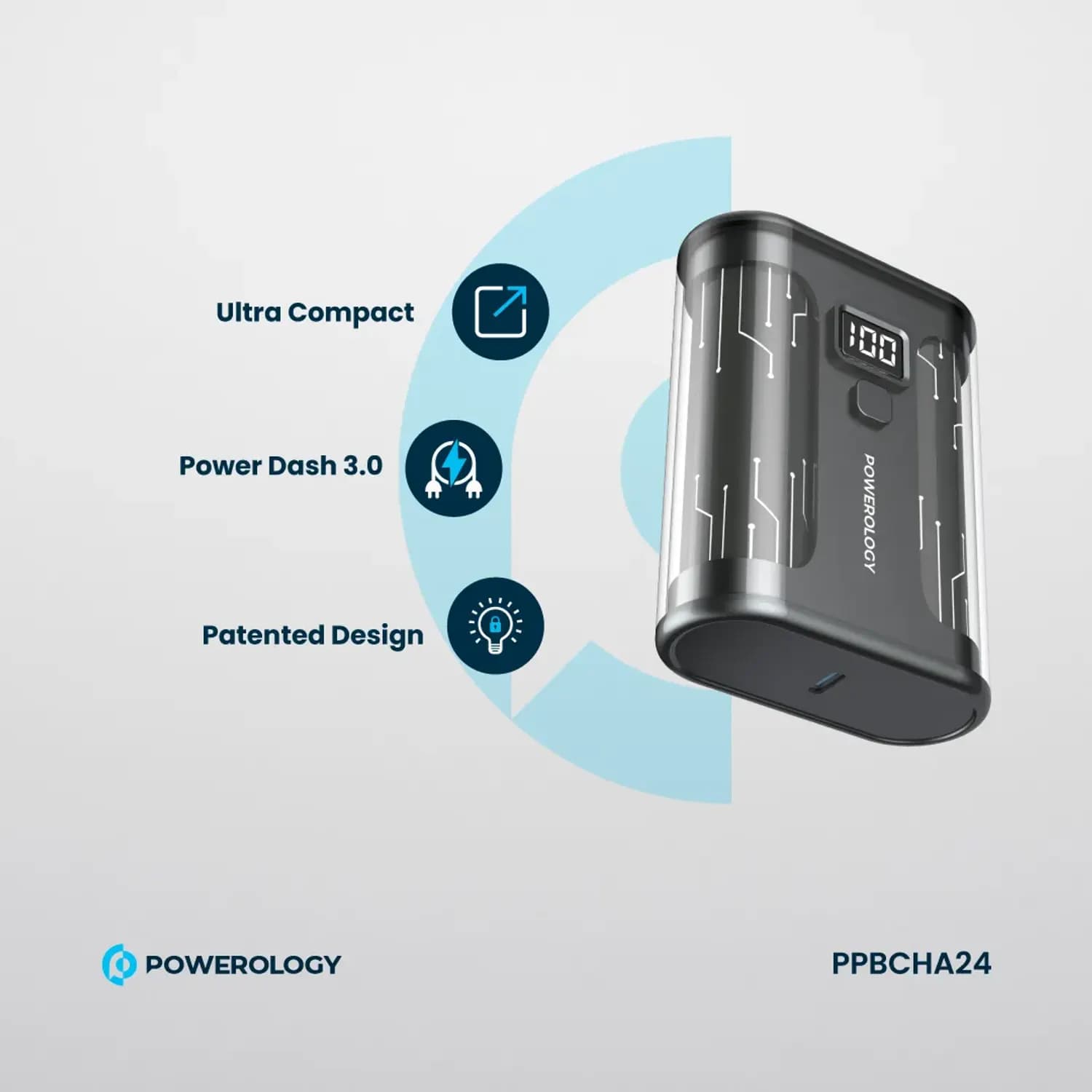 Powerology Power Bank Crystalline Series 10000mAh - PD20W, Black 2