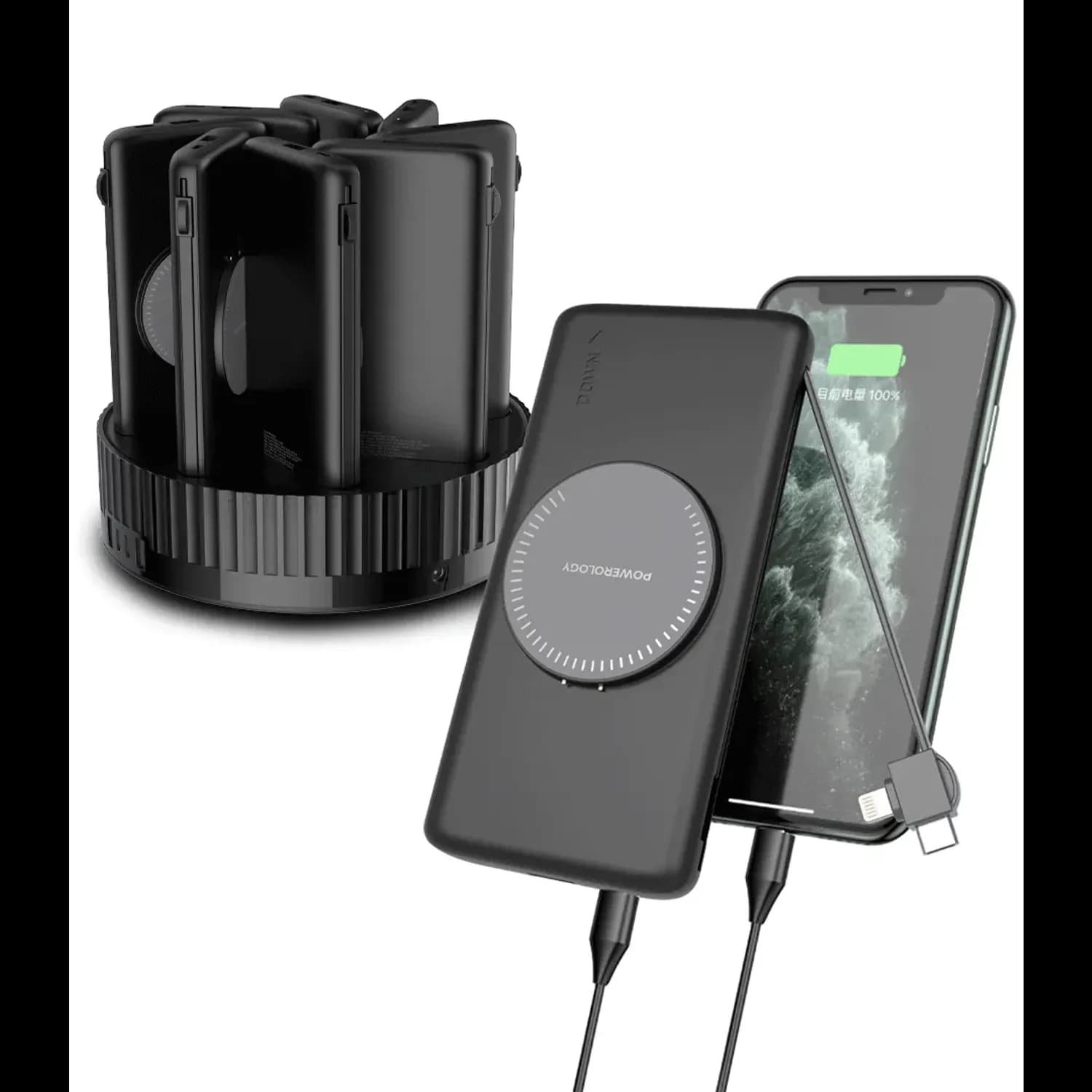 Powerology 8 in 1 Station 10000mAh PD 120W QC Wireless Power Bank — Black 1