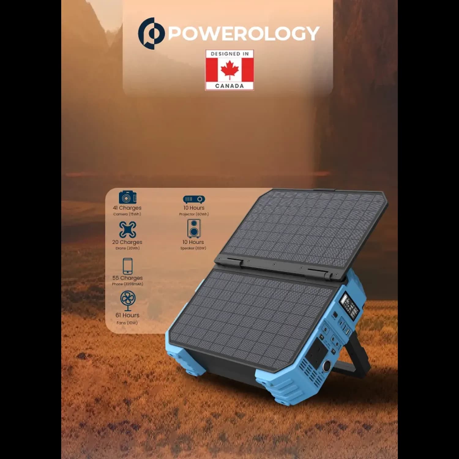 Powerology Portable Generator - 600W, 192000mAh, Blue 5
