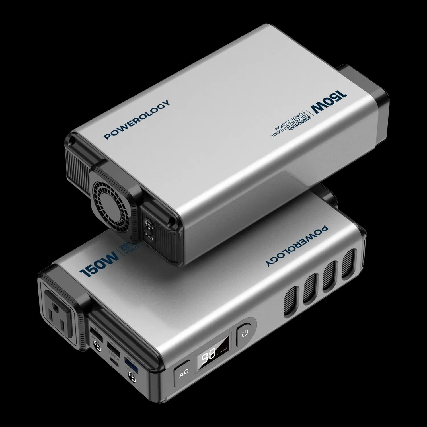 Powerology Mini Power Station - 32000mAh 150W AC Output, Grey 1 Powerology Mini Power Station - 32000mAh 150W AC Output, Grey 1