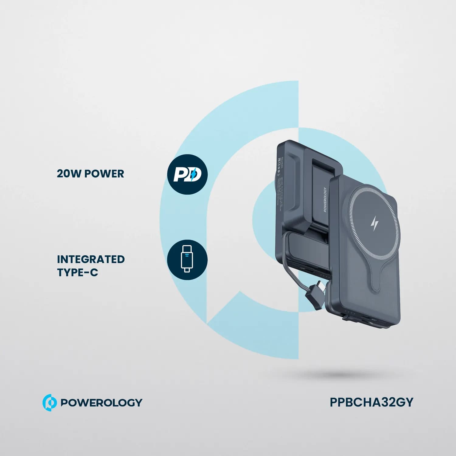 Powerology Power Bank 5000mAh - 15W Magsafe, Gray — Gray 3
