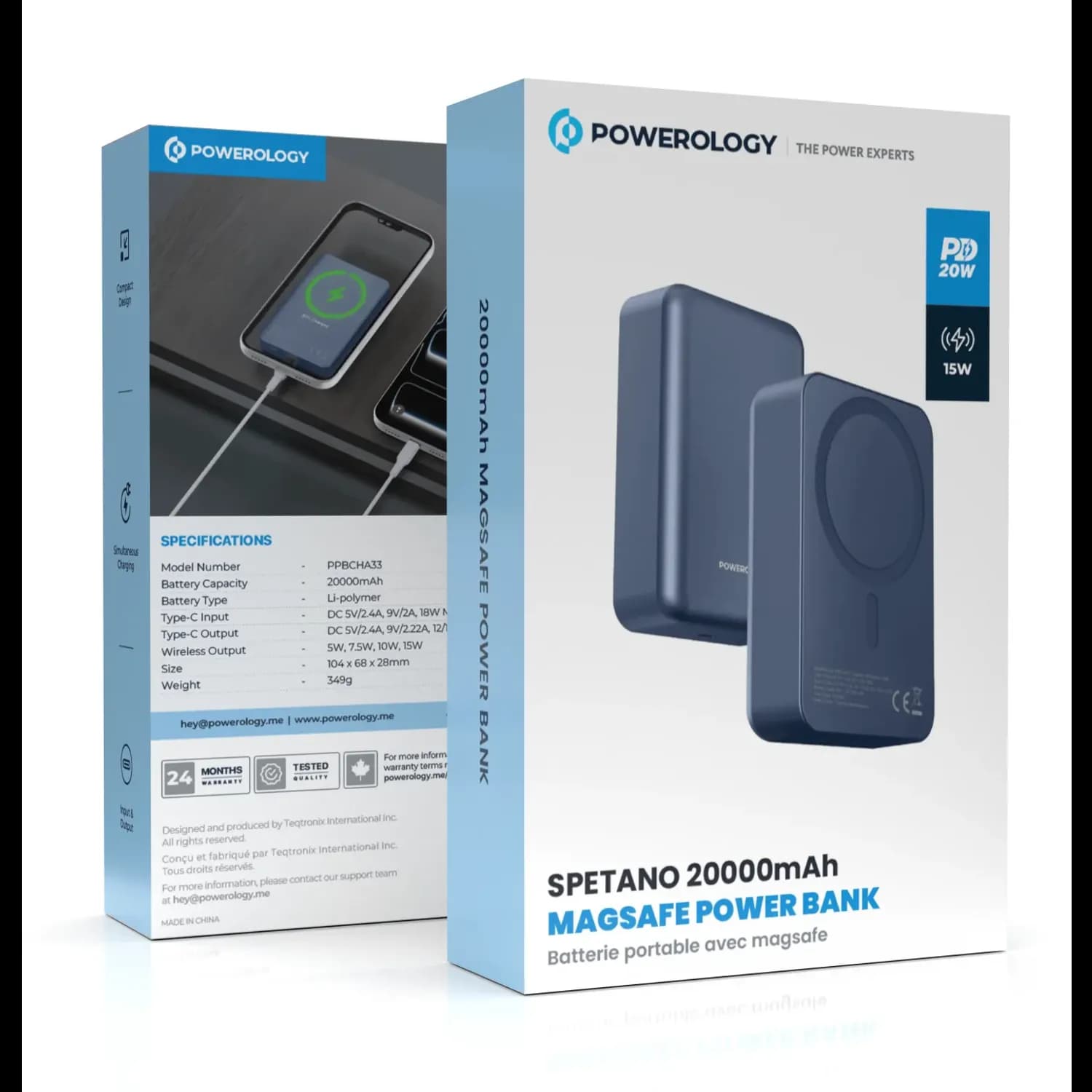 Powerology Power Bank Spetano - 20000mAh 20W PD, Blue — Blue 5