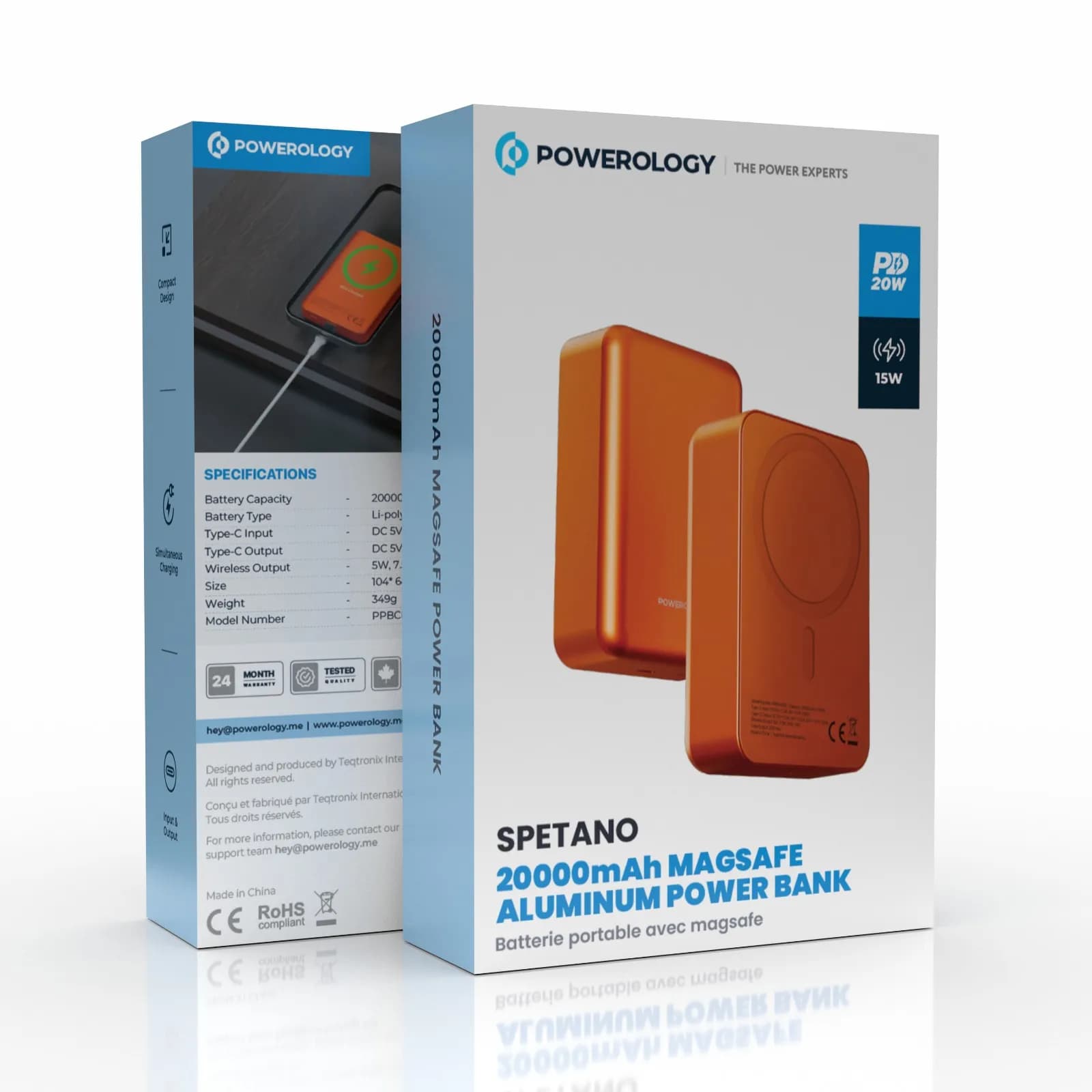 Power Bank 20000mAh PPBCHA33OG - MagSafe Wireless 15W, PD 20W Fast Charge 3