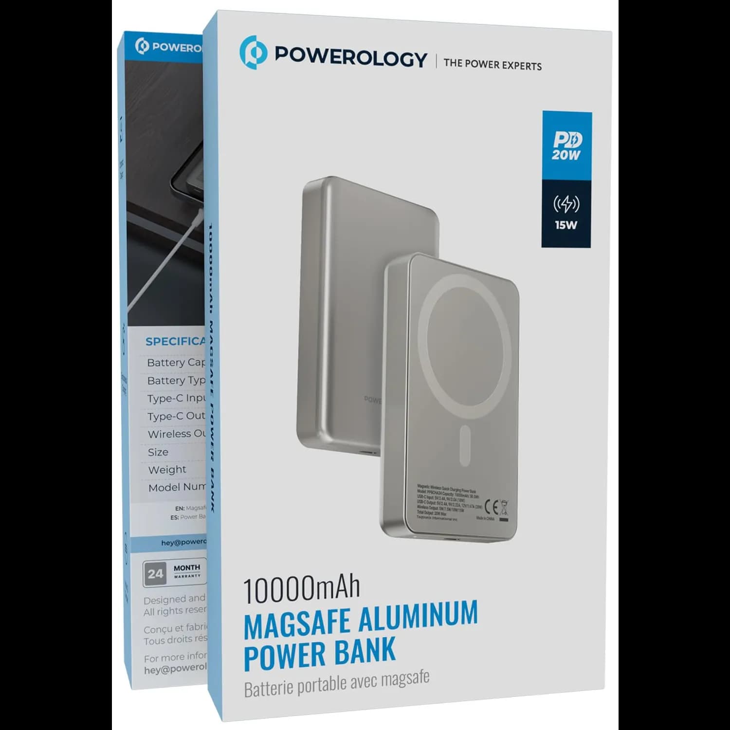 Powerology Power Bank - 10000mAh, 15W Wireless, Titanium — Dark Grey 3