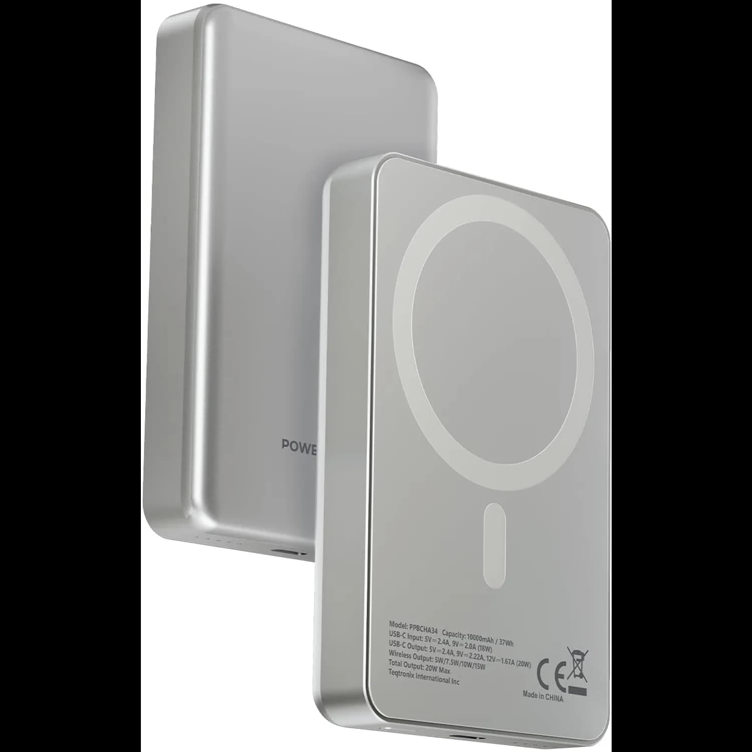 Powerology Power Bank - 10000mAh, 15W Wireless, Titanium — Dark Grey 2