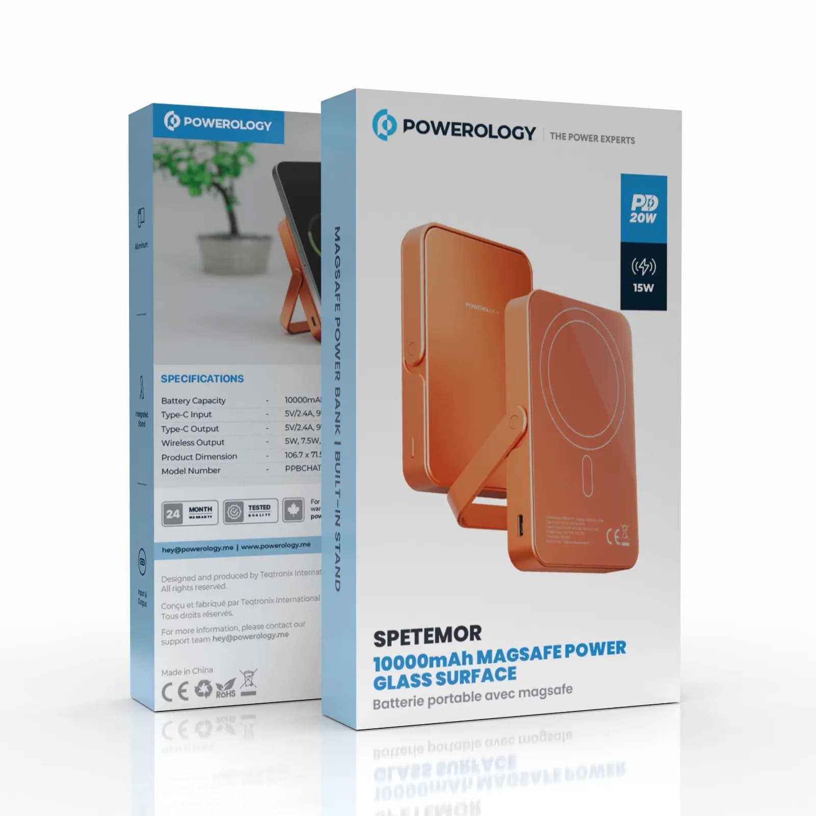 Powerology Spetemor Power Bank 10000mAh - MagSafe, 20W PD, Orange — Orange 3