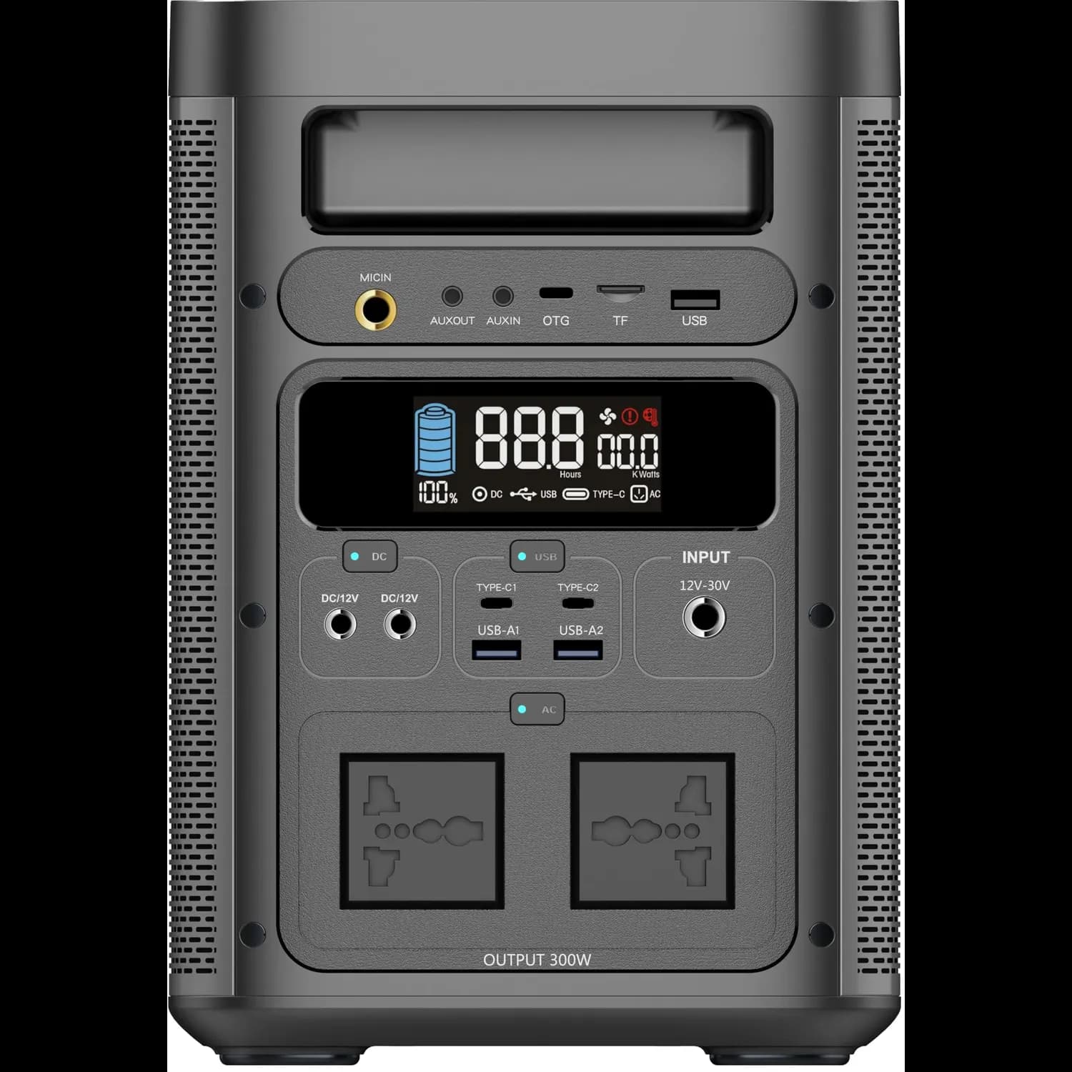 Powerology Portable Power Generator - 90000mAh 300W PD30W Bluetooth Speaker, Black 3