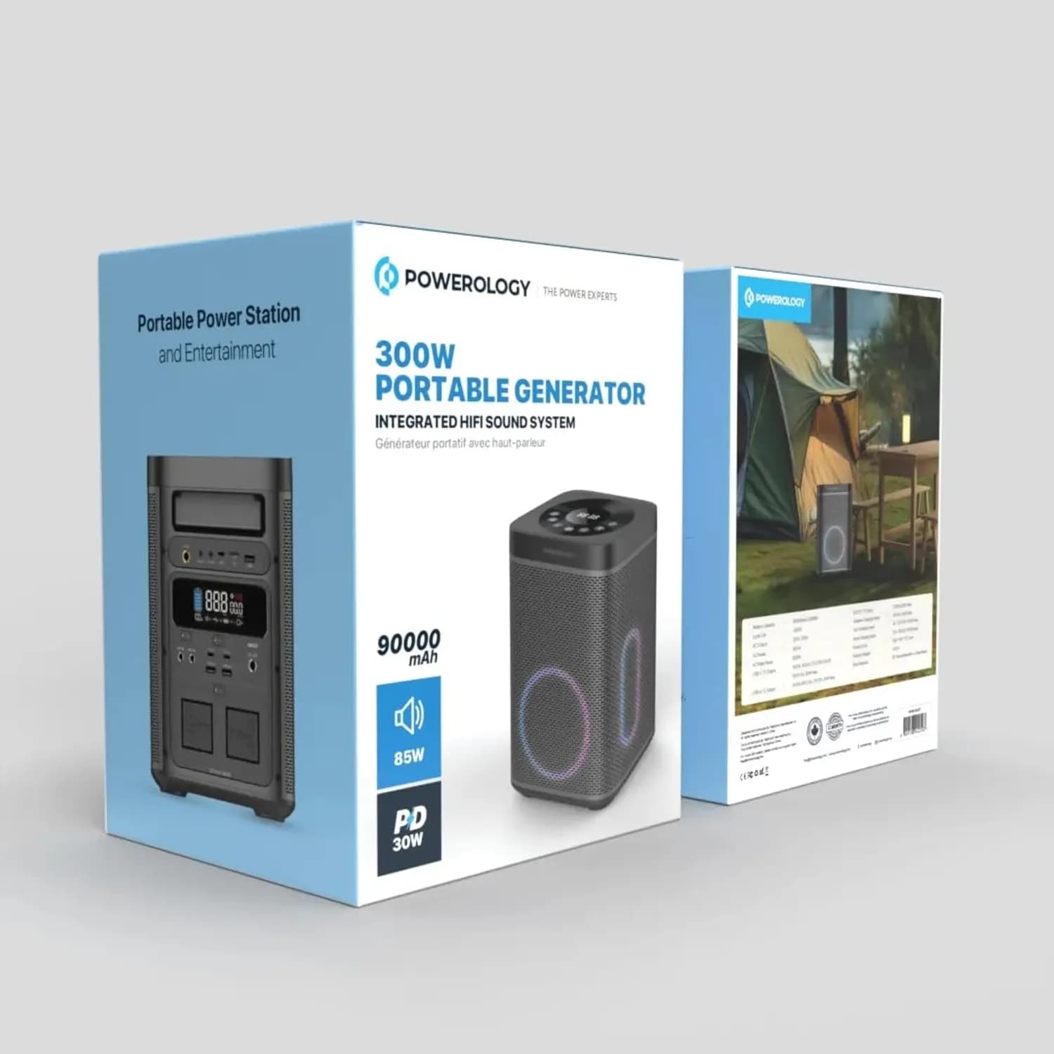 Powerology Portable Power Generator - 90000mAh 300W PD30W Bluetooth Speaker, Black 5