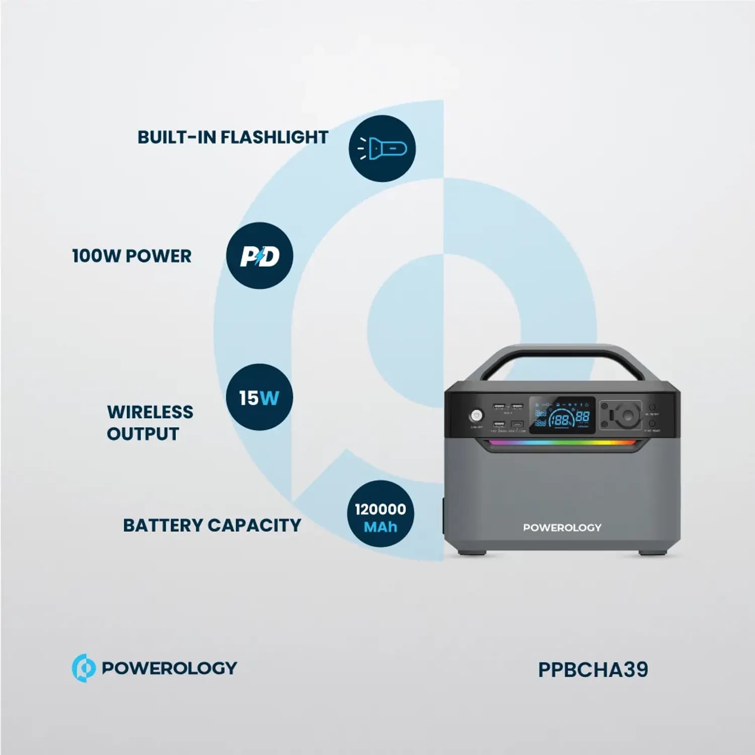 Powerology Portable Power Generator - 600W Dual AC, Black 5