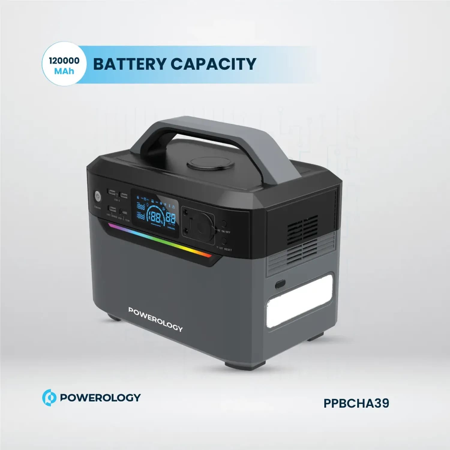 Powerology Portable Power Generator - 600W Dual AC, Black 1 Powerology Portable Power Generator - 600W Dual AC, Black 1