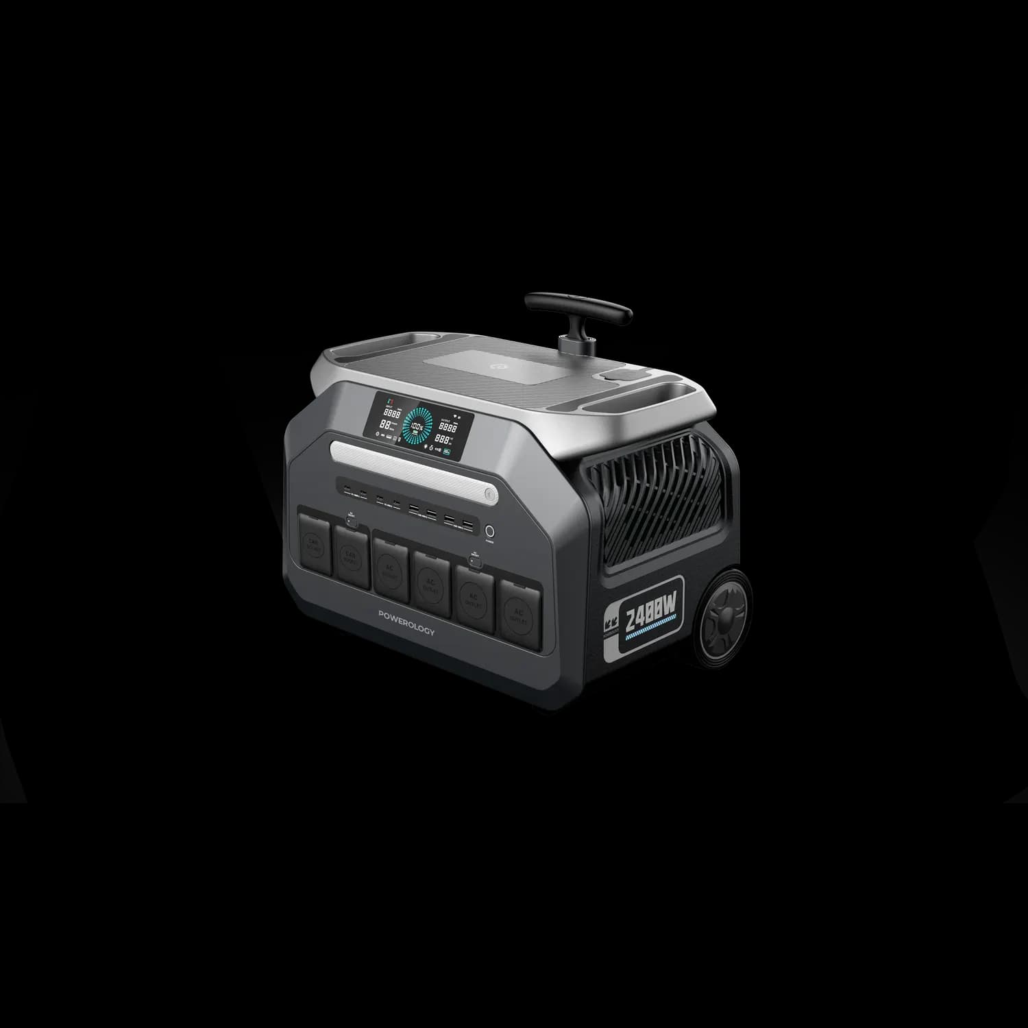 Powerology Portable Generator - Solar Input, 1920Wh, Black 1 Powerology Portable Generator - Solar Input, 1920Wh, Black 1