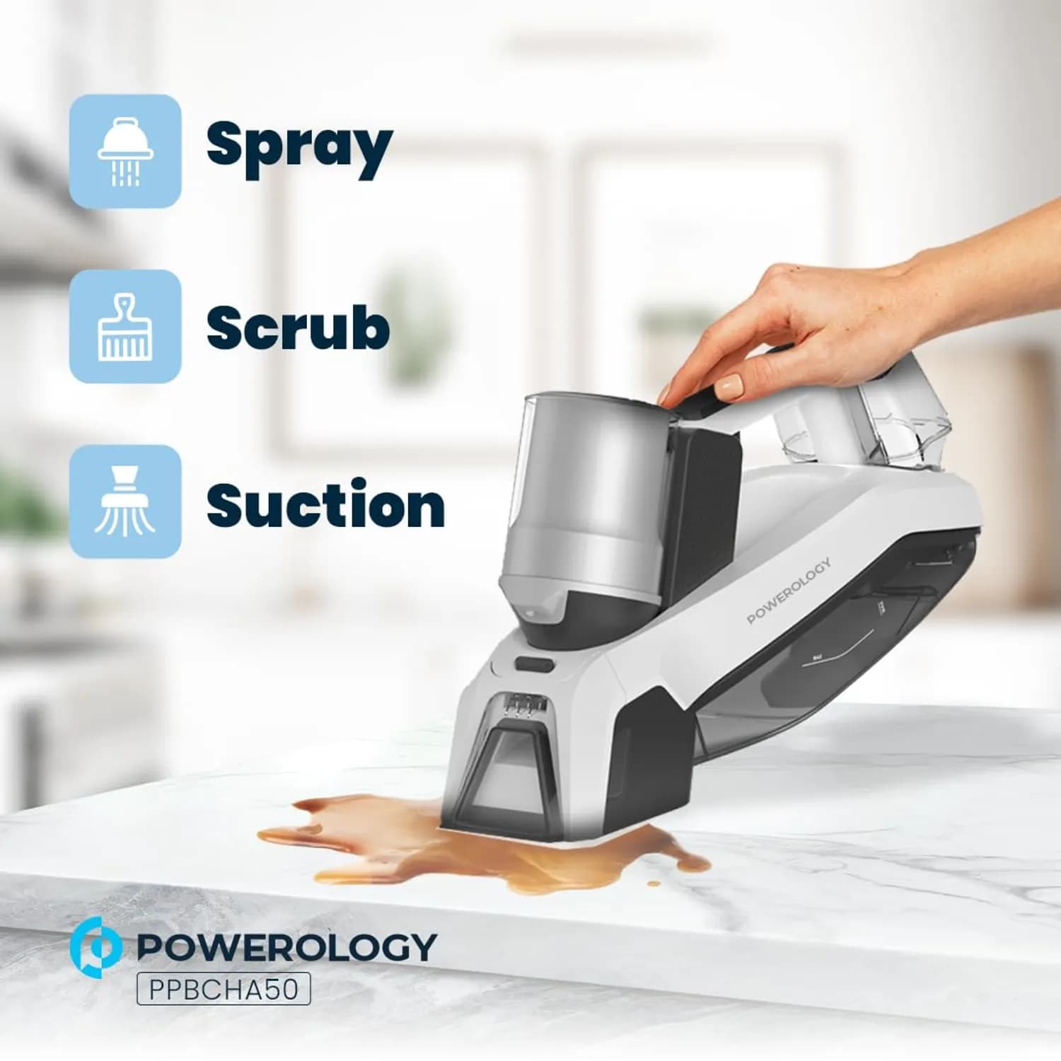 Powerology Spot Cleaner - Cordless 8000Pa Suction, Rechargeable 2