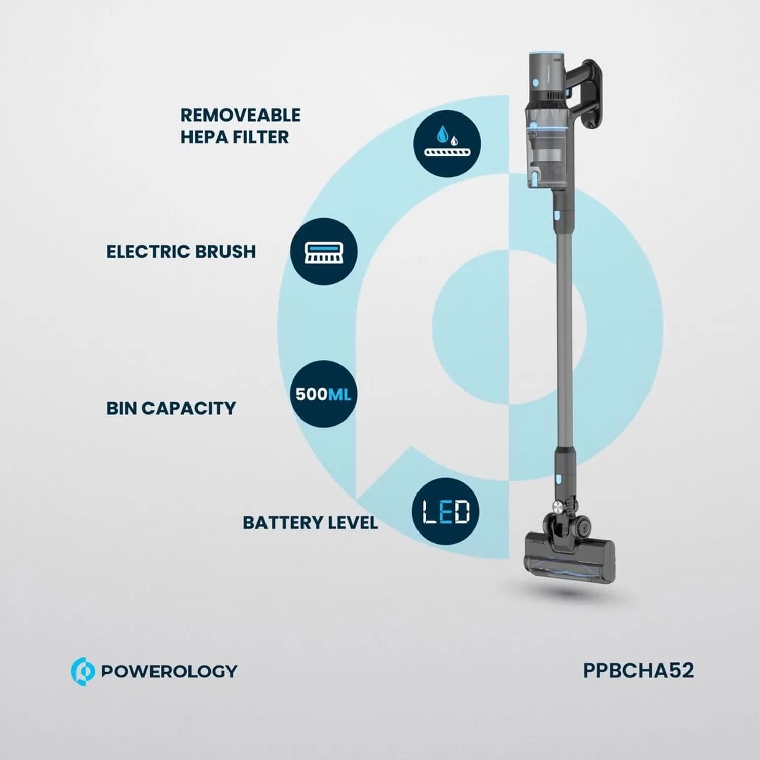 Powerology Cordless Vacuum Cleaner - 400W, HEPA Filter, 40 Min Runtime 2