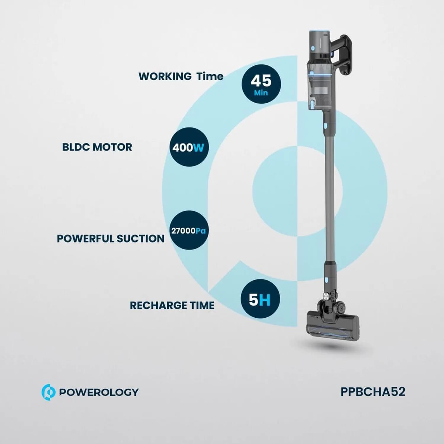 Powerology Cordless Vacuum Cleaner - 400W, HEPA Filter, 40 Min Runtime 3