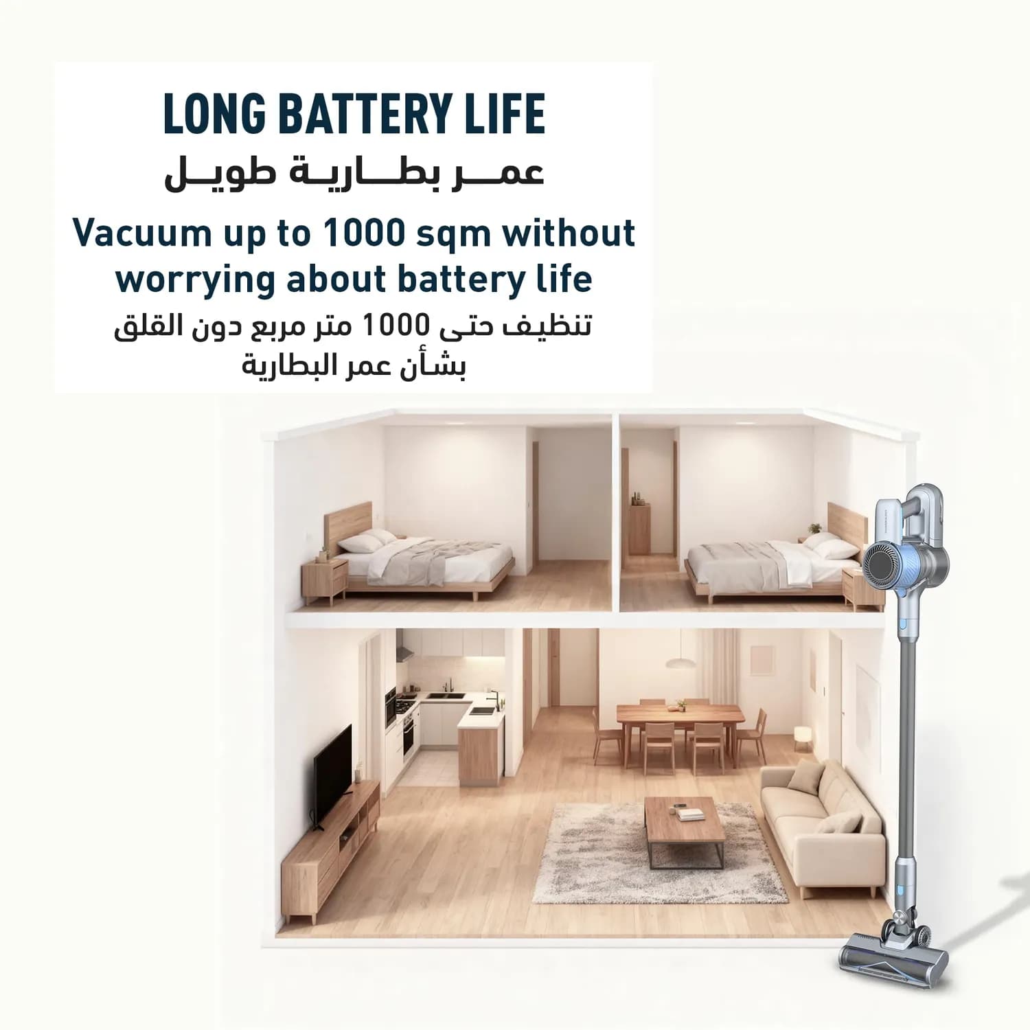Powerology Cordless Vacuum Cleaner - 350W, 25kPa, HEPA Filter 4