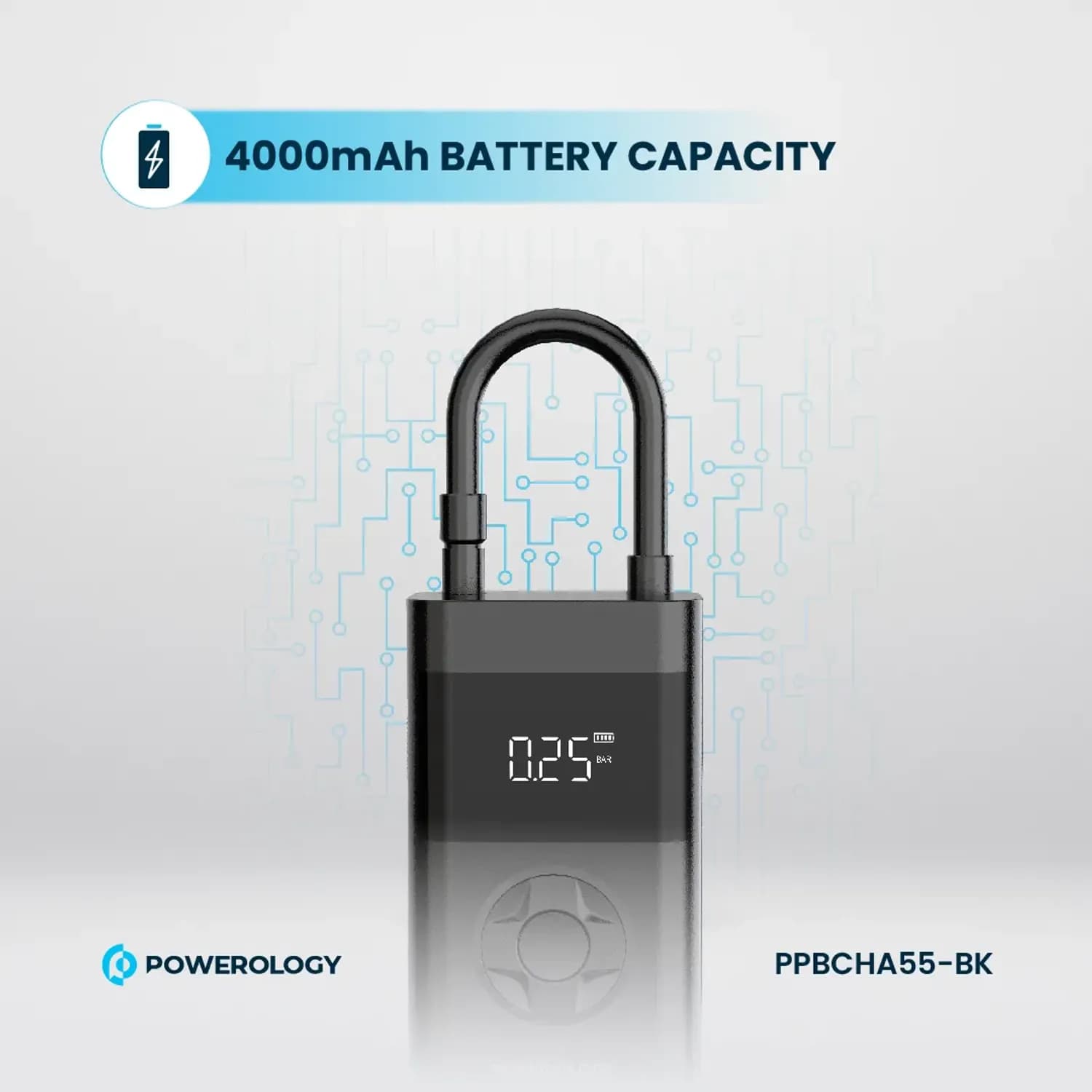 Powerology Air Compressor Power Bank - 4000mAh, Black 3
