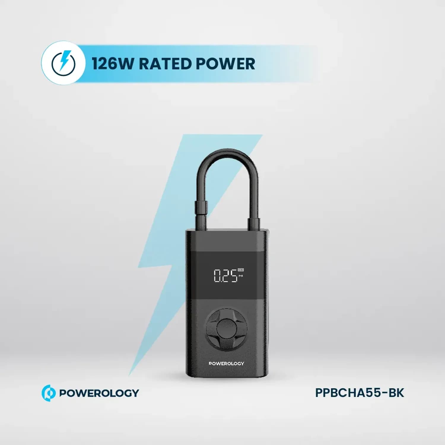 Powerology Air Compressor Power Bank - 4000mAh, Black 1 Powerology Air Compressor Power Bank - 4000mAh, Black 1