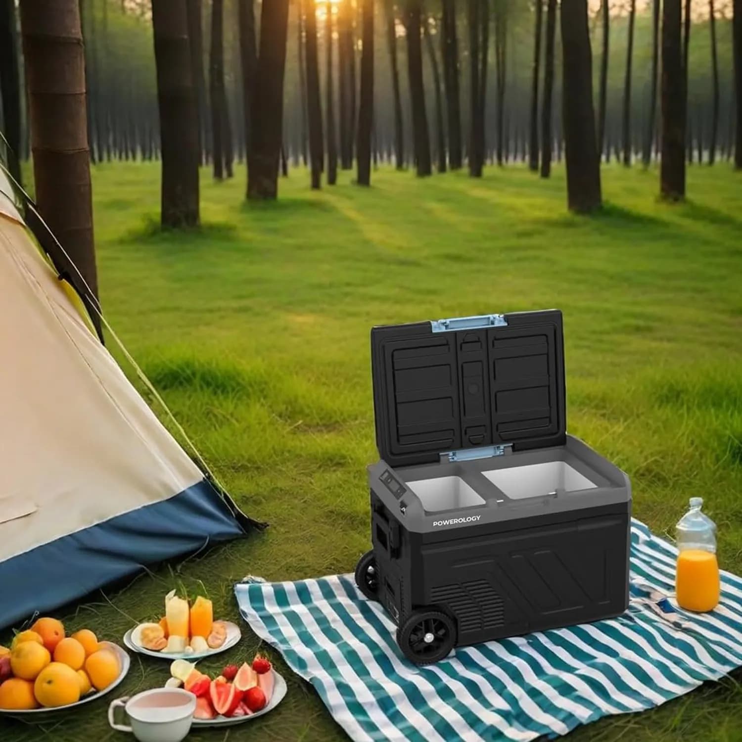 Powerology Portable Fridge & Freezer - 40L Dual Zone, Gray 2
