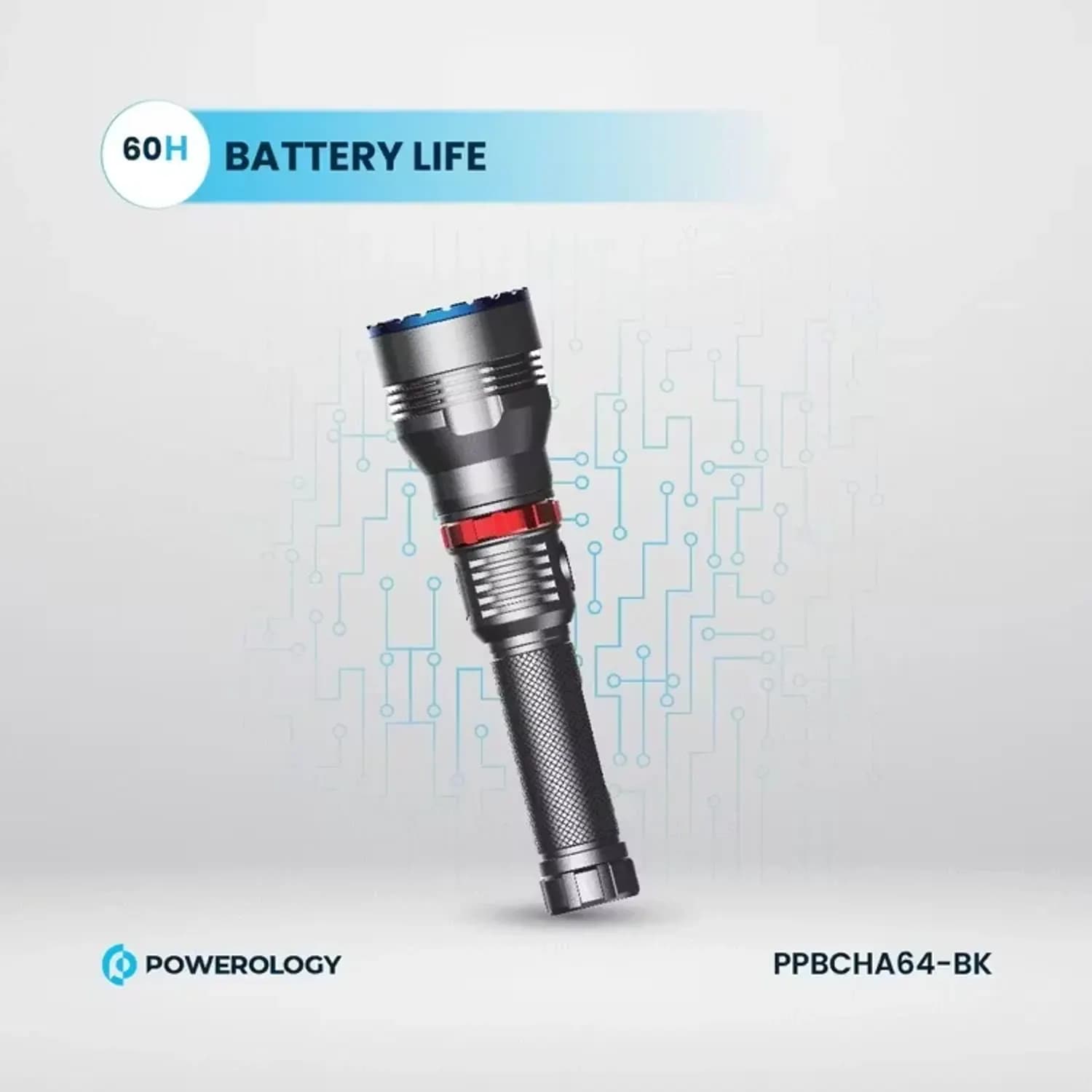 Powerology LED Flashlight - 4000mAh Powerbank, Black 5