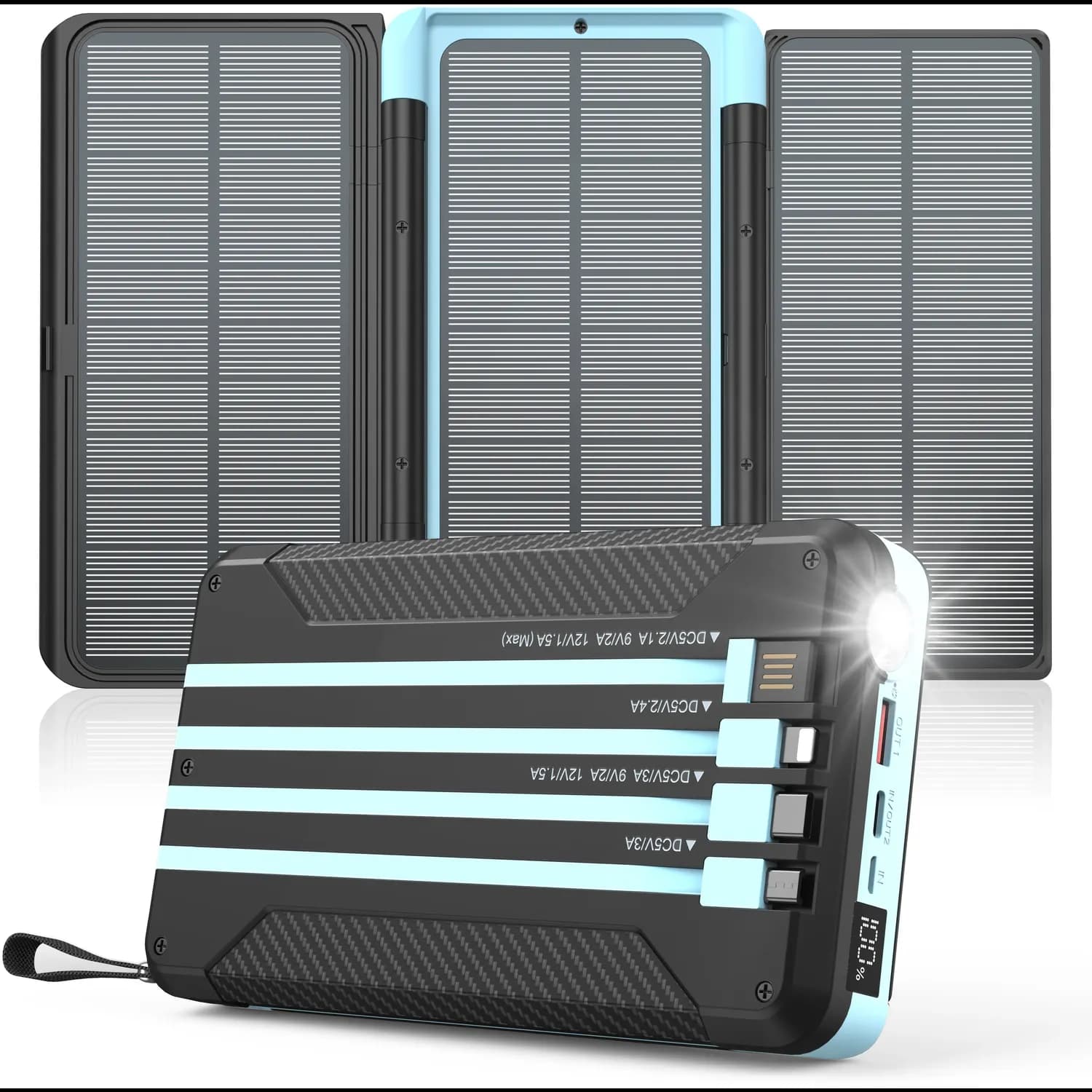 Powerology 16000mAh Power Bank with 3× Foldable Solar Panels & 4× Built-in Cables 1 Powerology 16000mAh Power Bank with 3× Foldable Solar Panels & 4× Built-in Cables 1