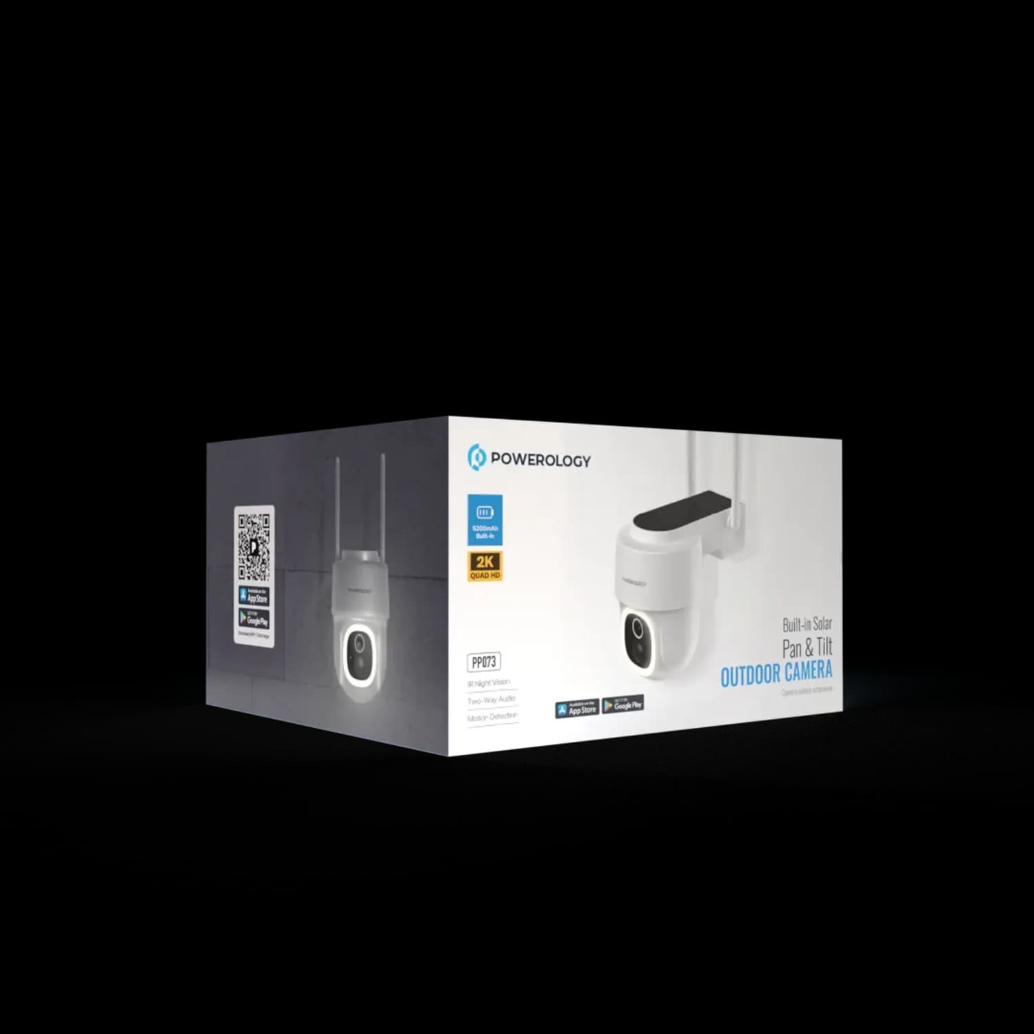 Powerology Outdoor Camera - Solar Pan & Tilt, White 3