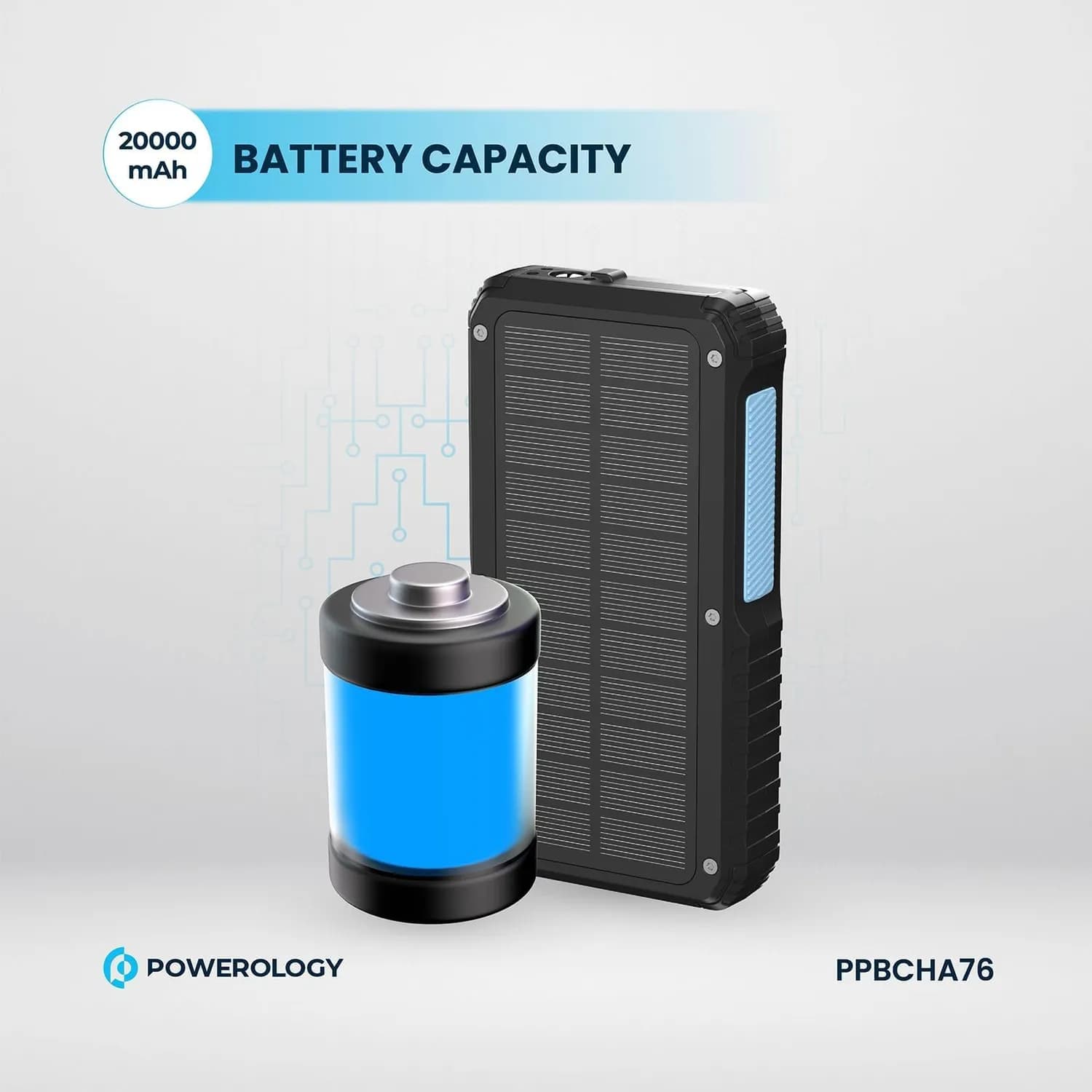 Powerology Solar Power Bank 20000mAh , IP54 Water Resistant - Black 4