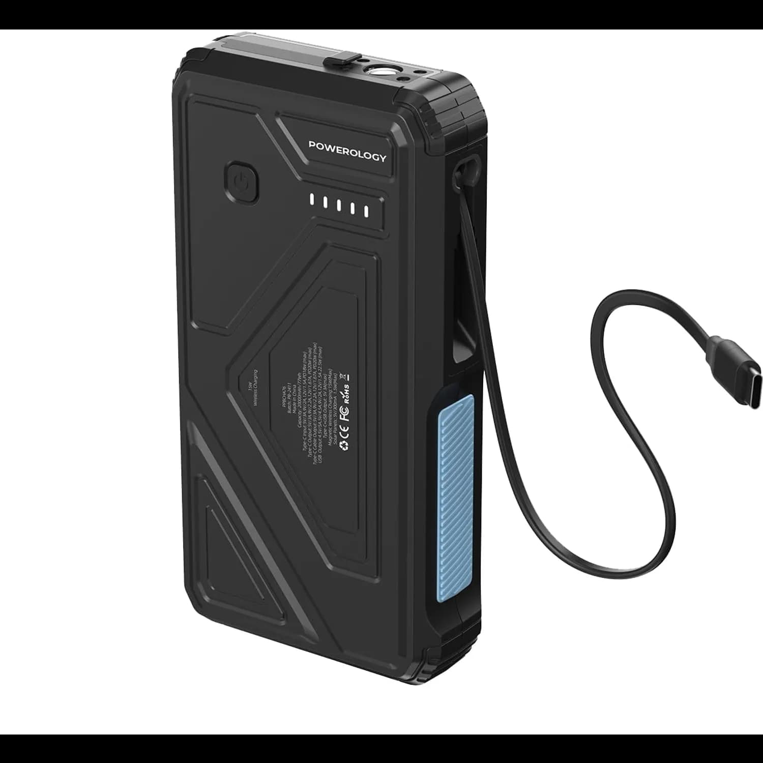 Powerology Solar Power Bank 20000mAh , IP54 Water Resistant - Black 1 Powerology Solar Power Bank 20000mAh , IP54 Water Resistant - Black 1