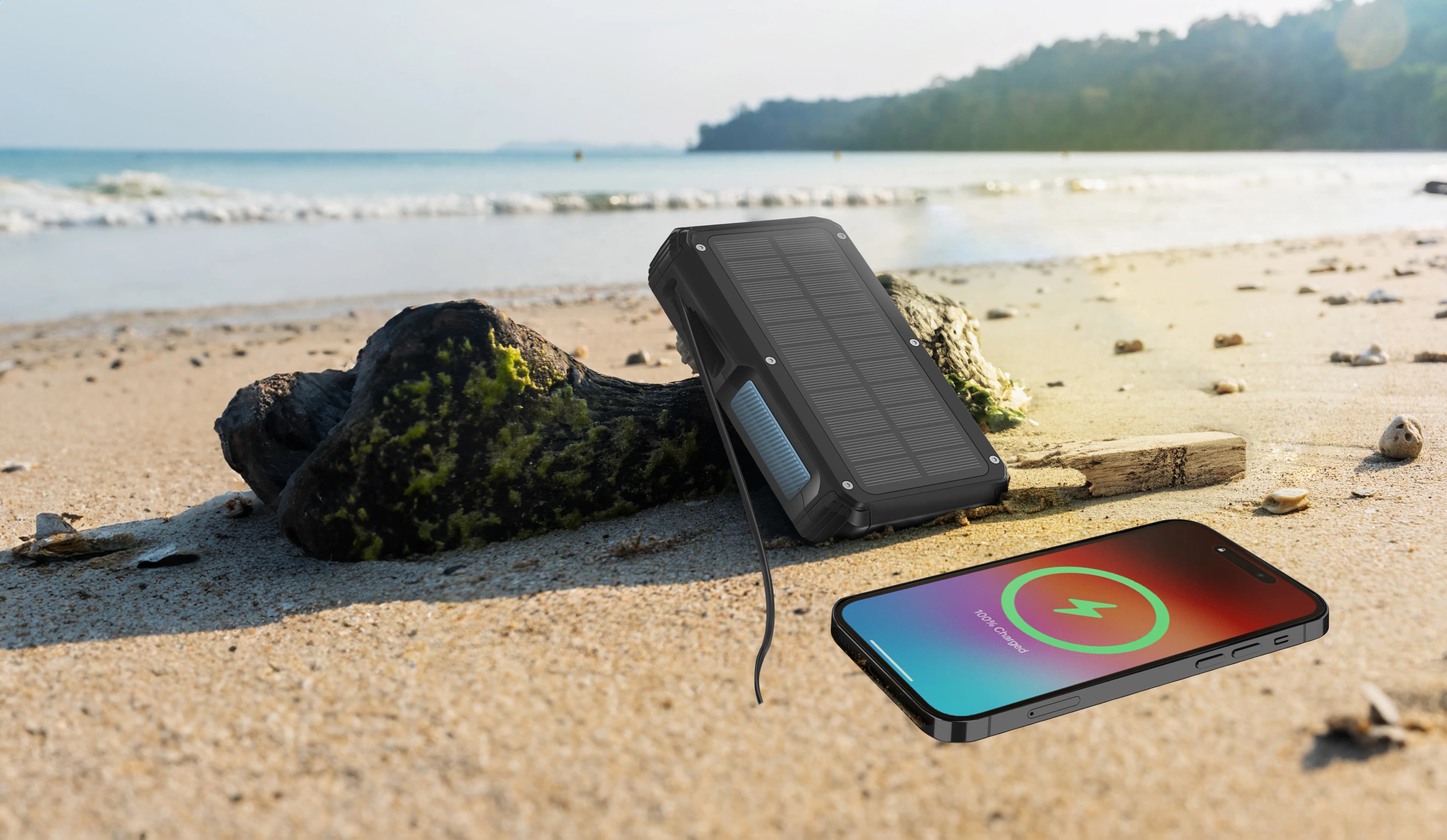 Powerology Solar Power Bank 27000mAh PPBCHA77, IP54 Water Resistant - Black 4