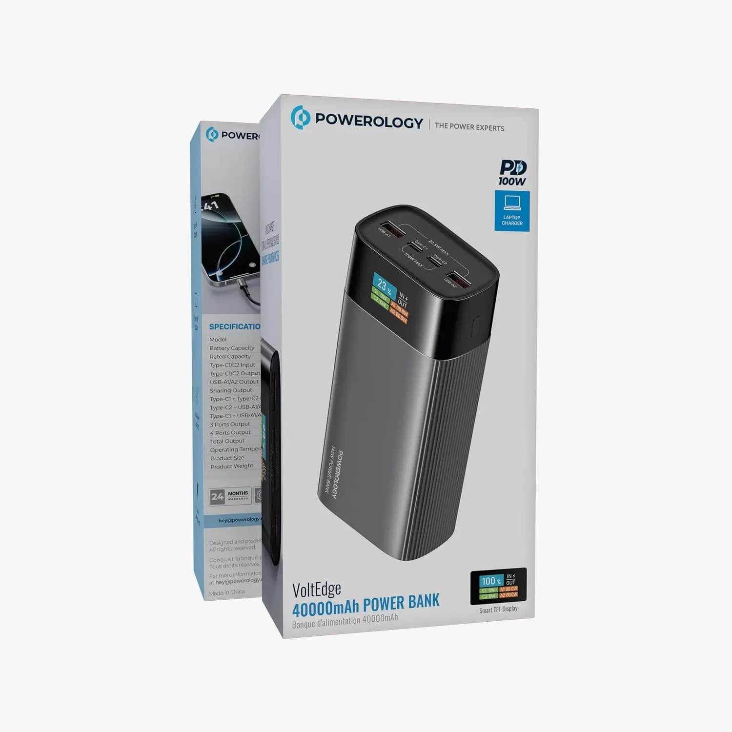 Powerology Power Bank VoltEdge - 40000mAh, Gray 4