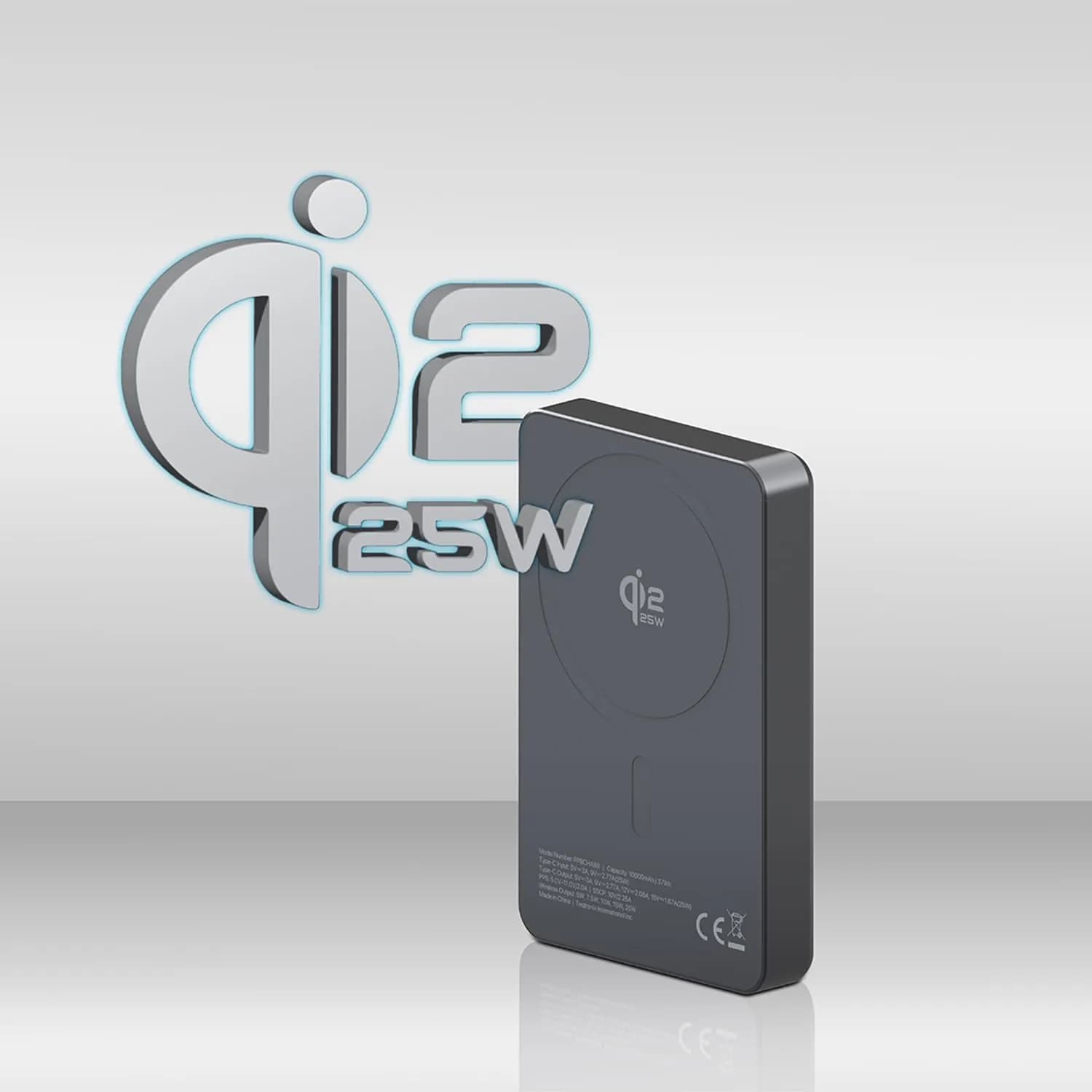 Powerology Wireless Power Bank - 10000mAh, PD 25W, Gray 4