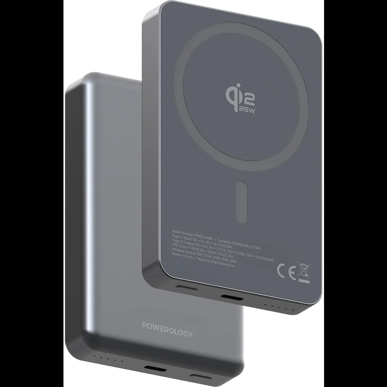 Powerology Wireless Power Bank - 10000mAh, PD 25W, Gray 1