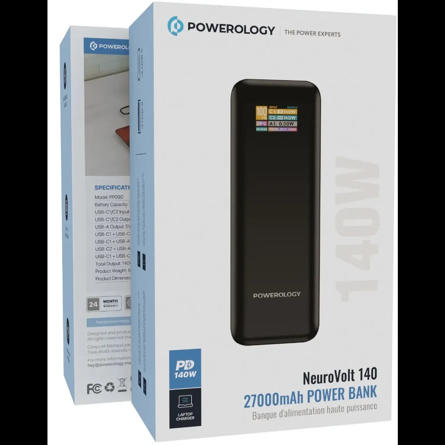 Powerology Power Bank NeuroVolt 140 - 27000mAh, Black 3