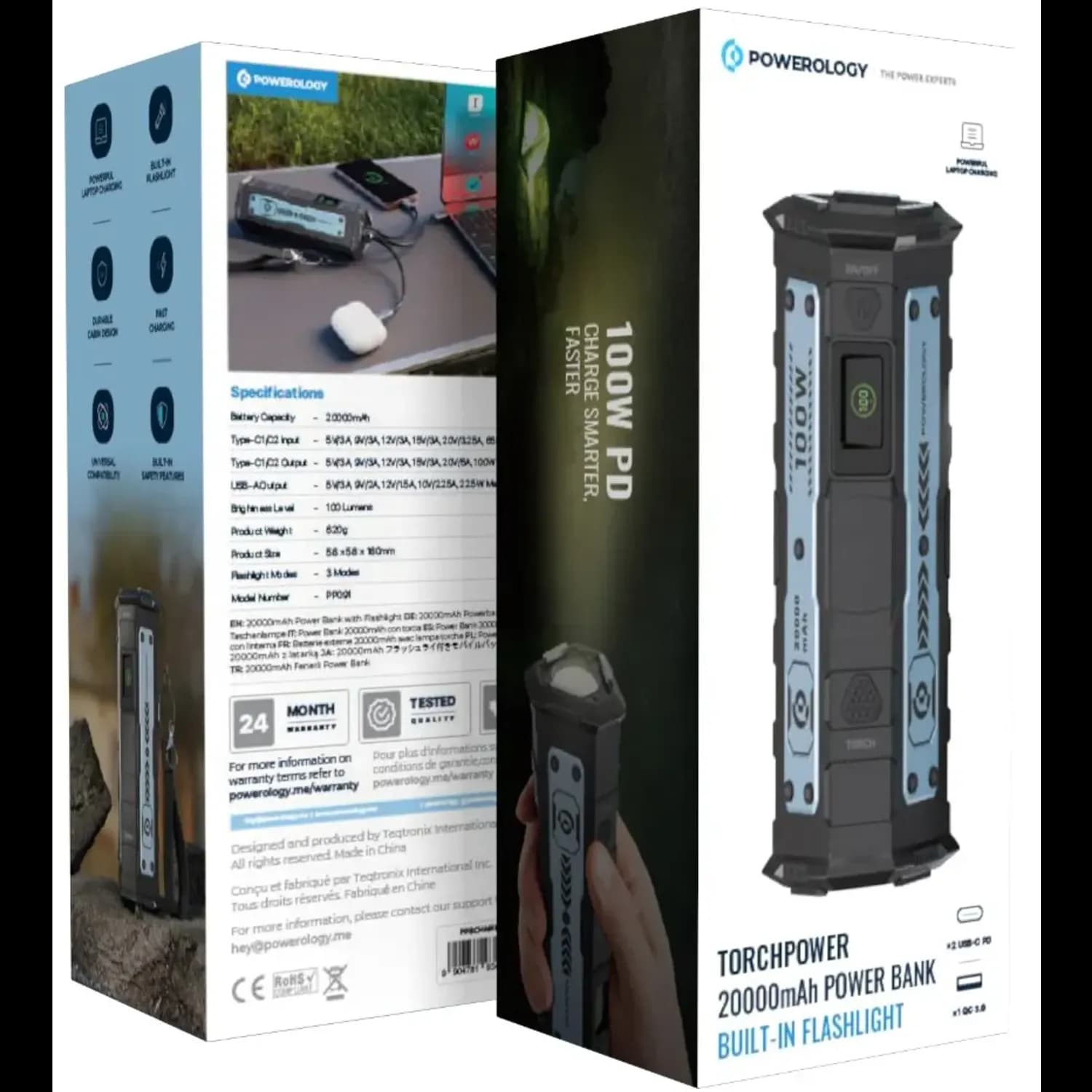 Powerology Power Bank TorchPower - 20000mAh, Black 4
