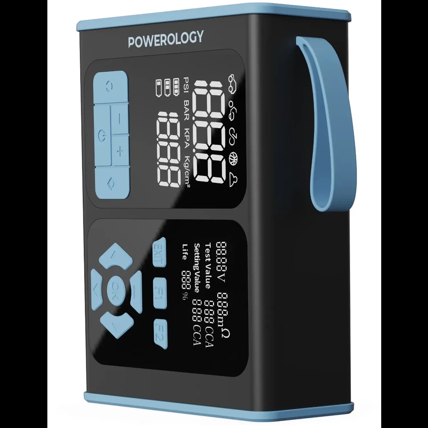 Powerology Jump Starter - Air Inflator & OBD II, Black/Blue 3