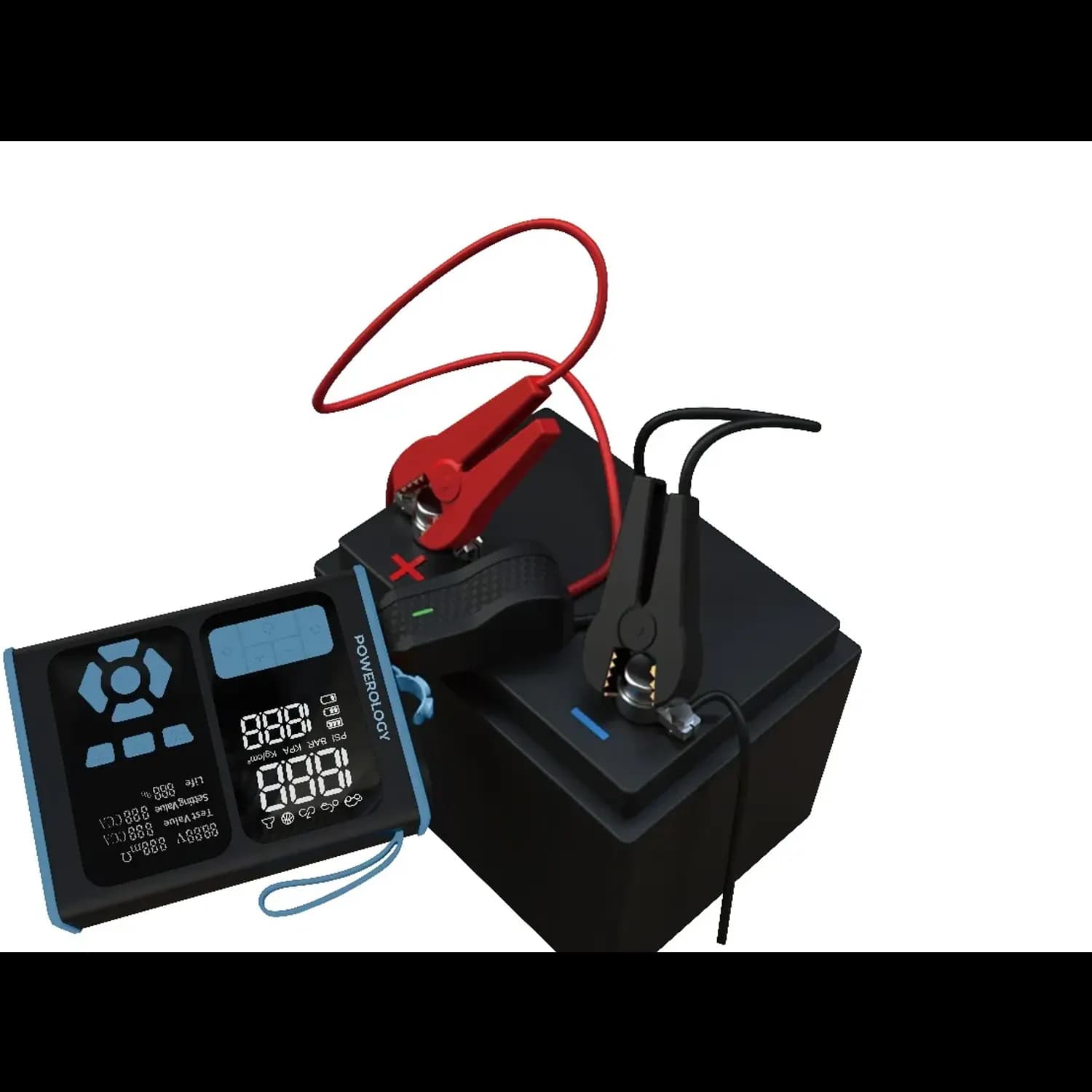 Powerology Jump Starter - Air Inflator & OBD II, Black/Blue 5