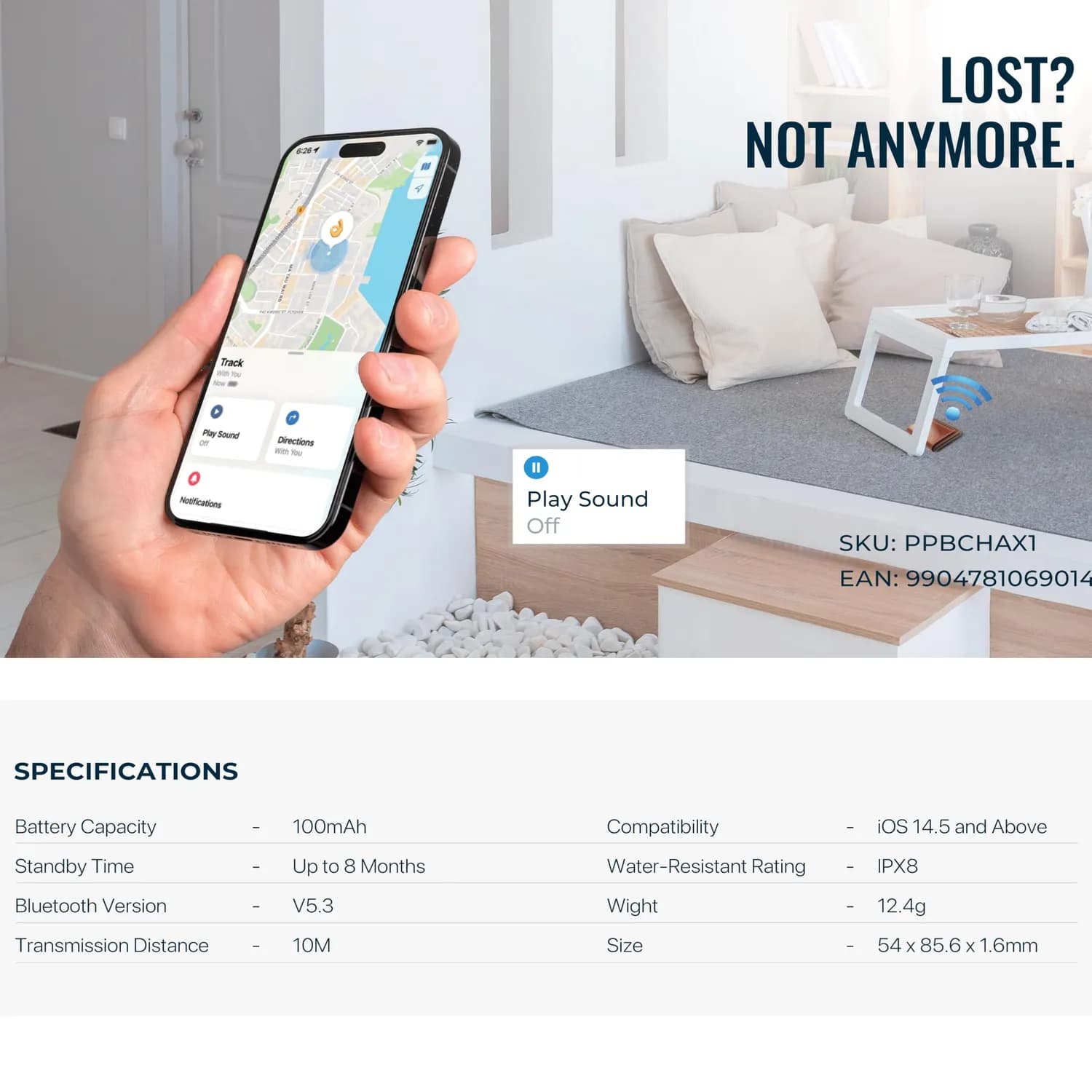 Powerology Device Finder FindX - Apple Find My Compatible, IPX8 Waterproof 3