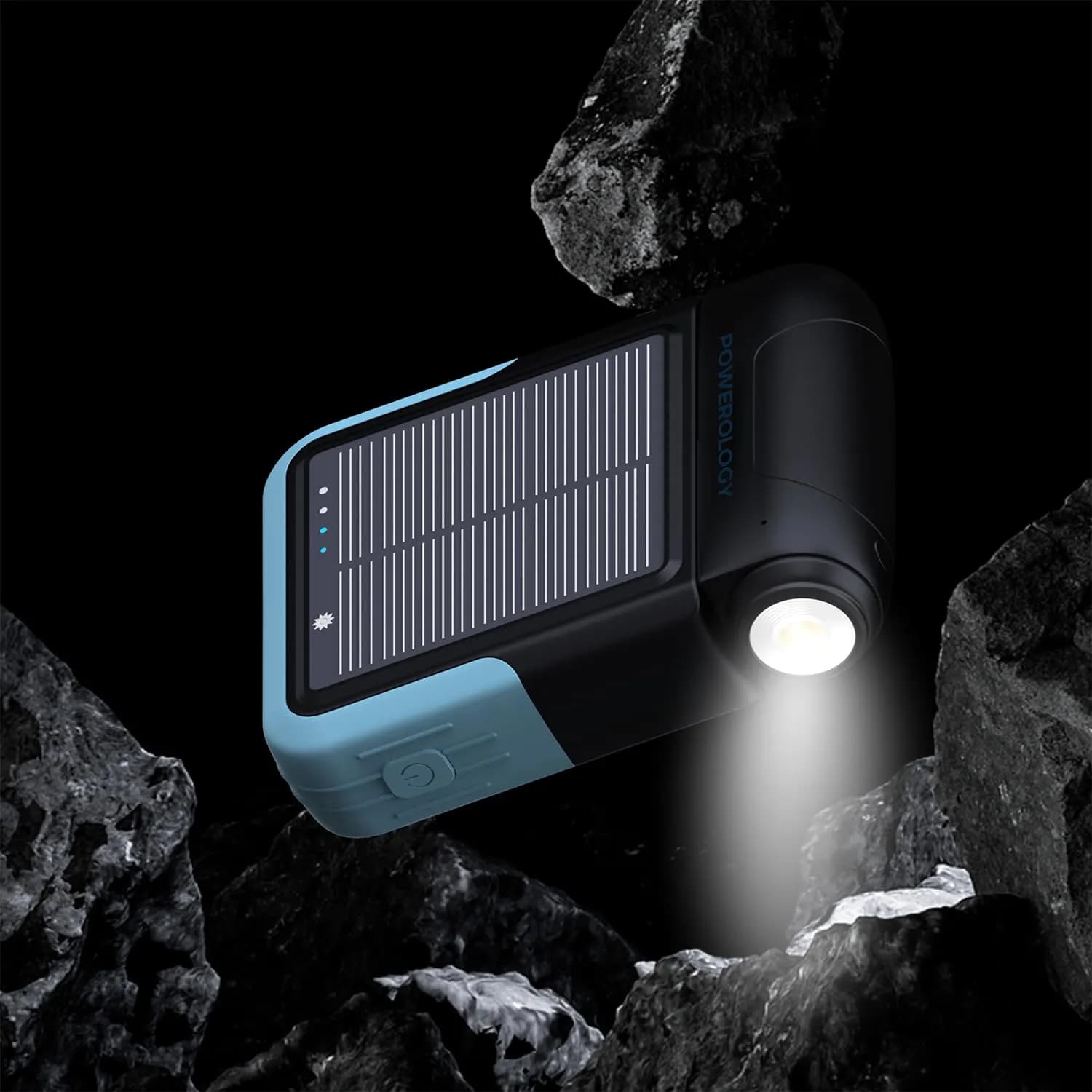 Powerology Solar Power Bank 10000mAh - Detachable Flashlight, Black 3