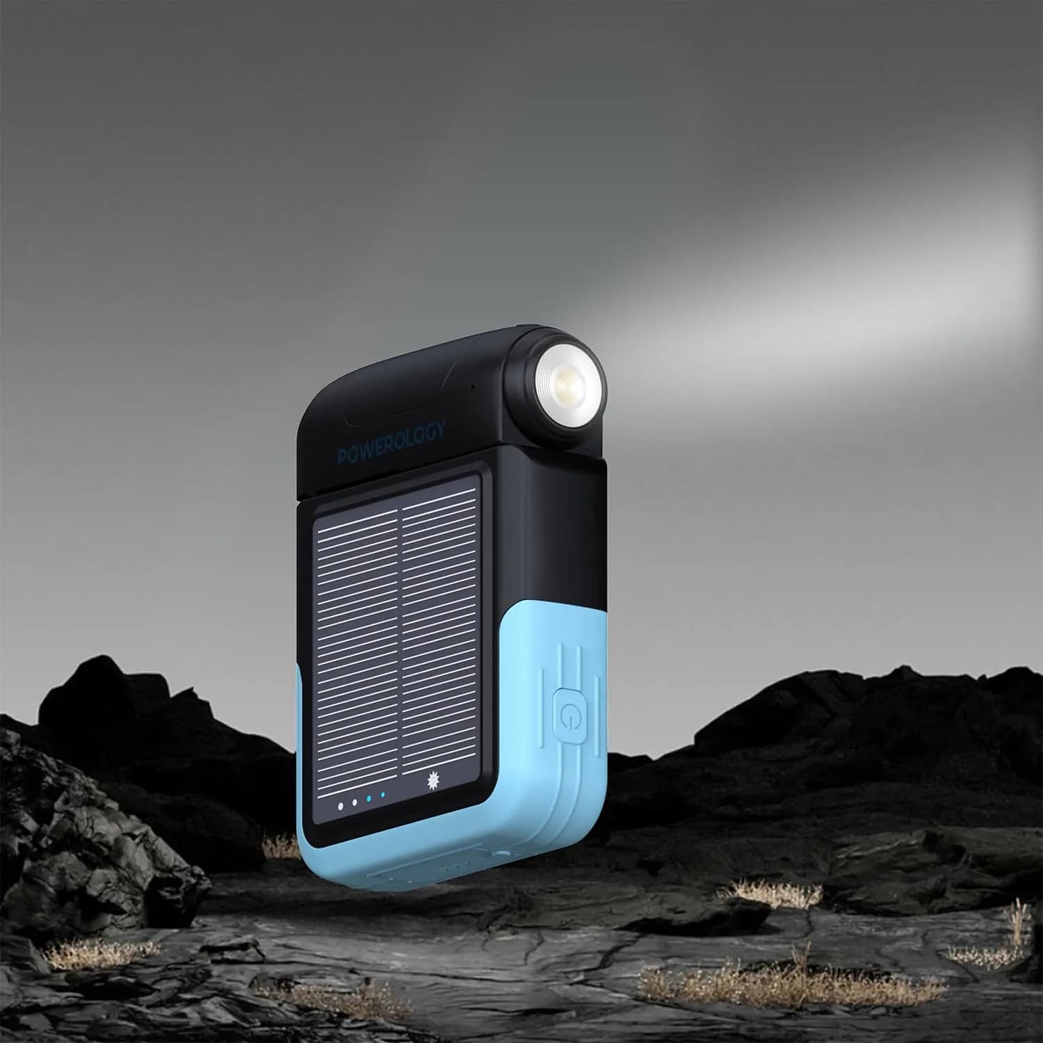 Powerology Solar Power Bank 10000mAh - Detachable Flashlight, Black 4