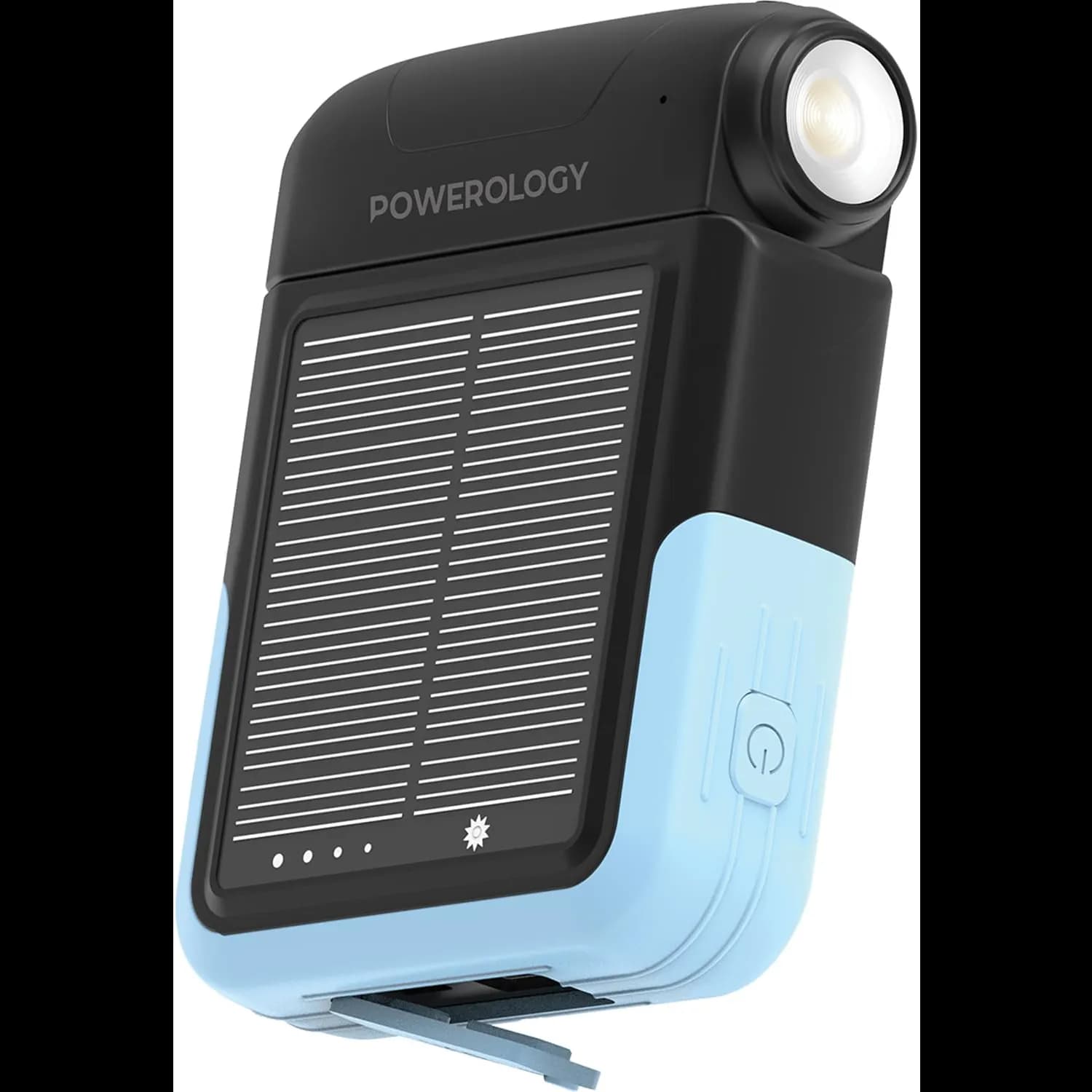 Powerology Solar Power Bank 10000mAh - Detachable Flashlight, Black 1