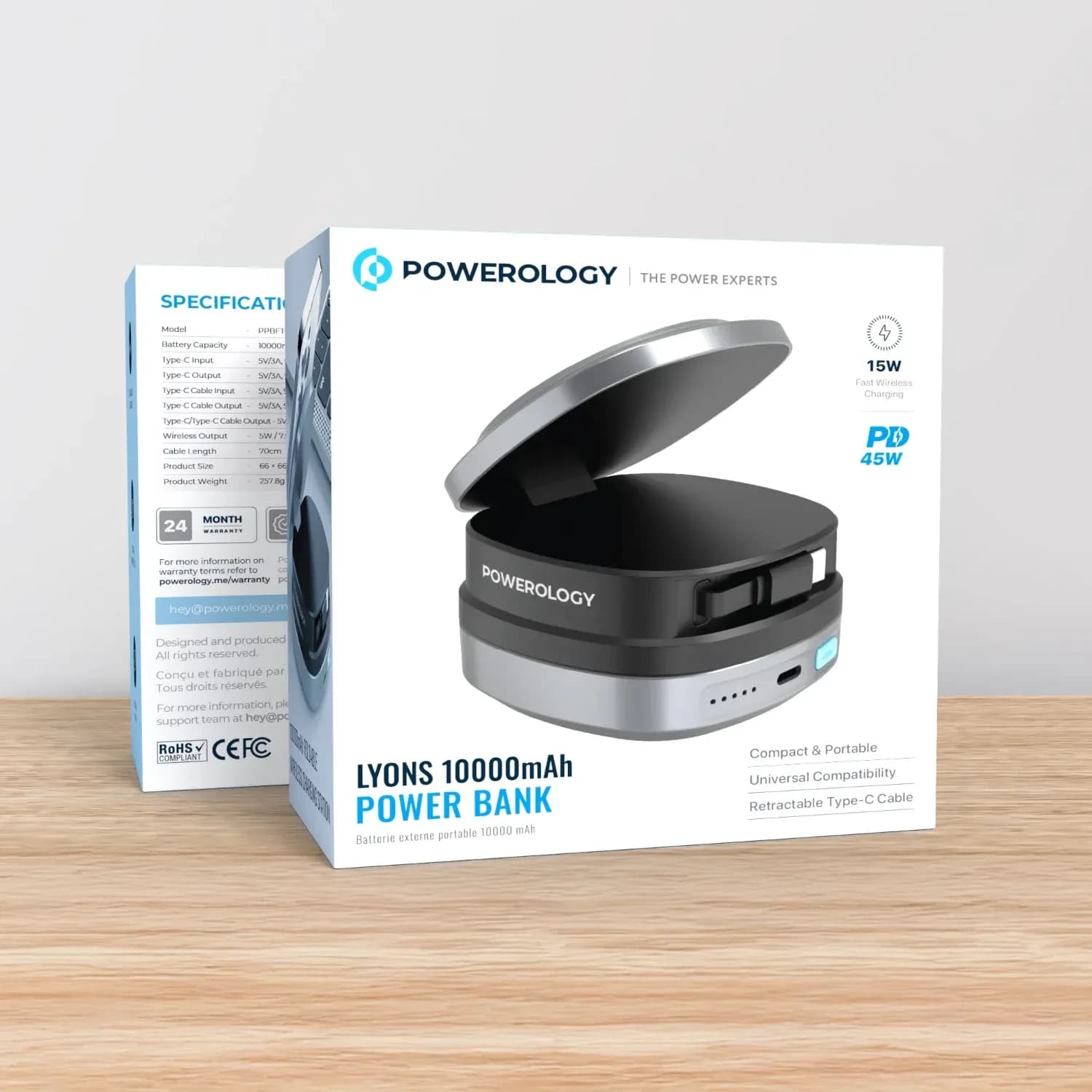 Powerology Power Bank Lyons - 10000mAh, Black 4