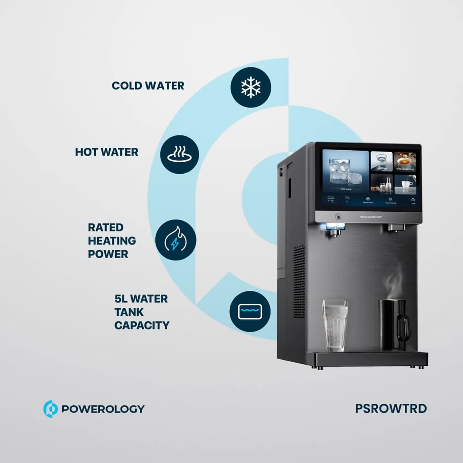 Powerology Water Purifier & Dispenser - 4-in-1, Black 5