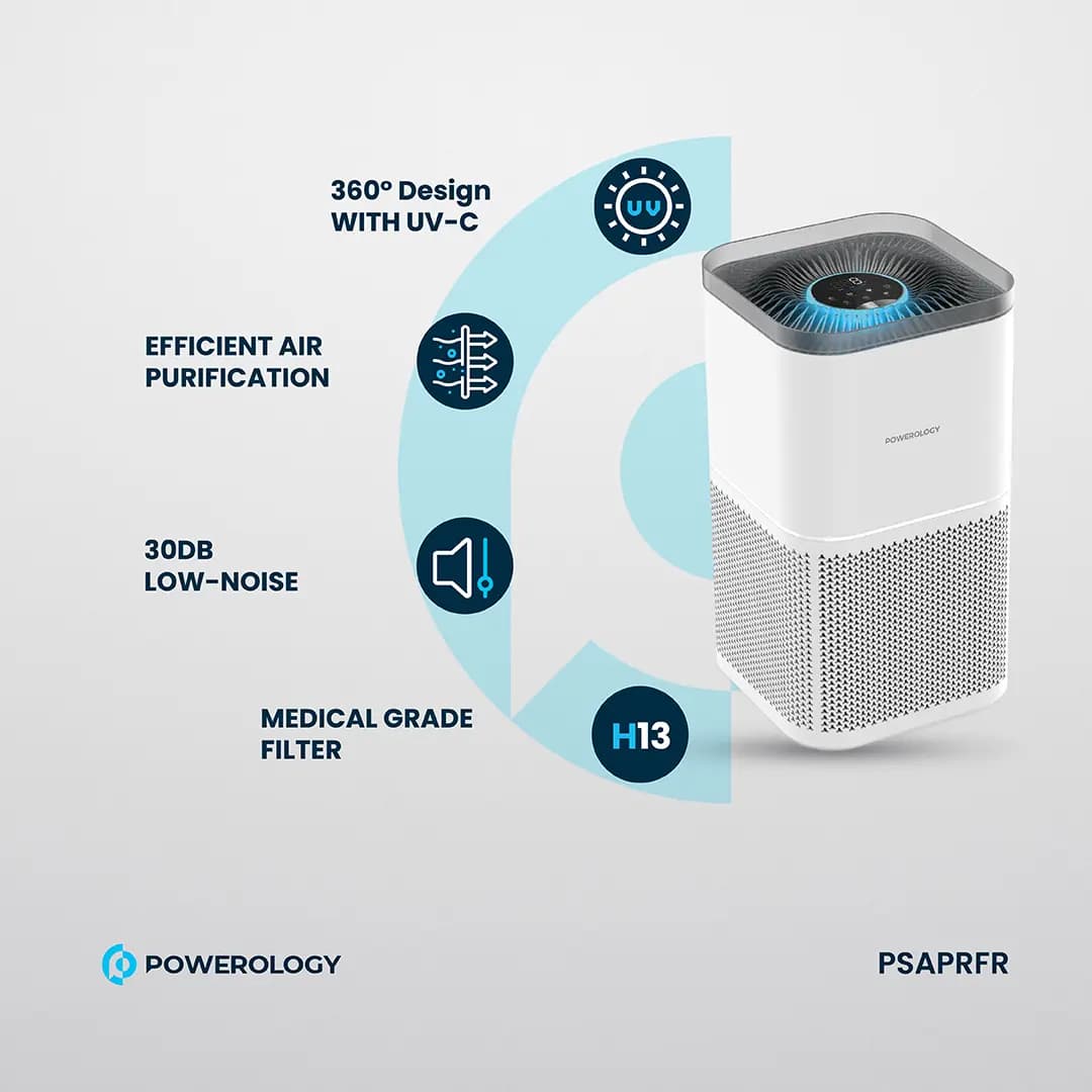 Powerology Air Purifier - H13 HEPA, UV-C, White 2