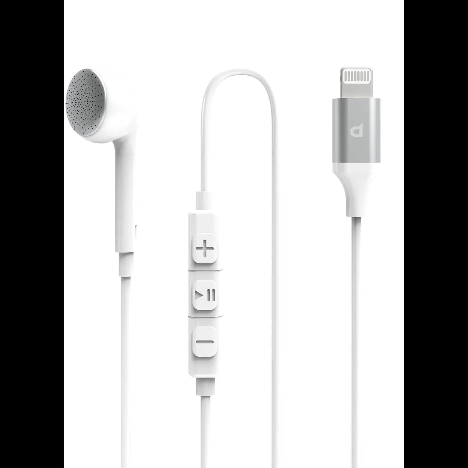 Powerology Mono Earphone - MFi Lightning, White — Black 3