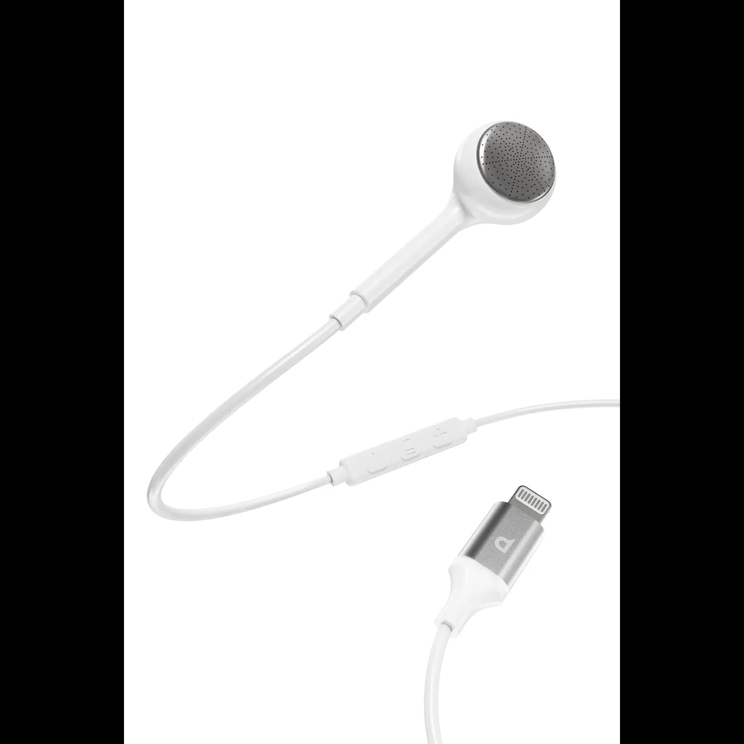Powerology Mono Earphone - MFi Lightning, White — Black 2