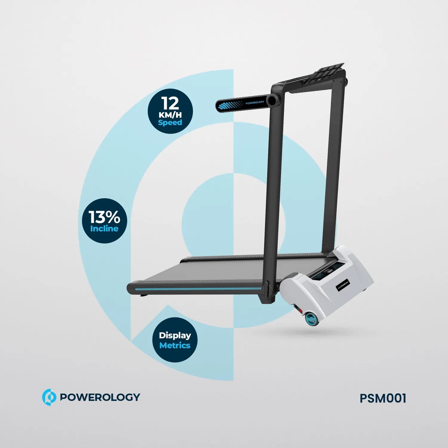 Powerology Treadmill - 5-Level Incline, Black 4