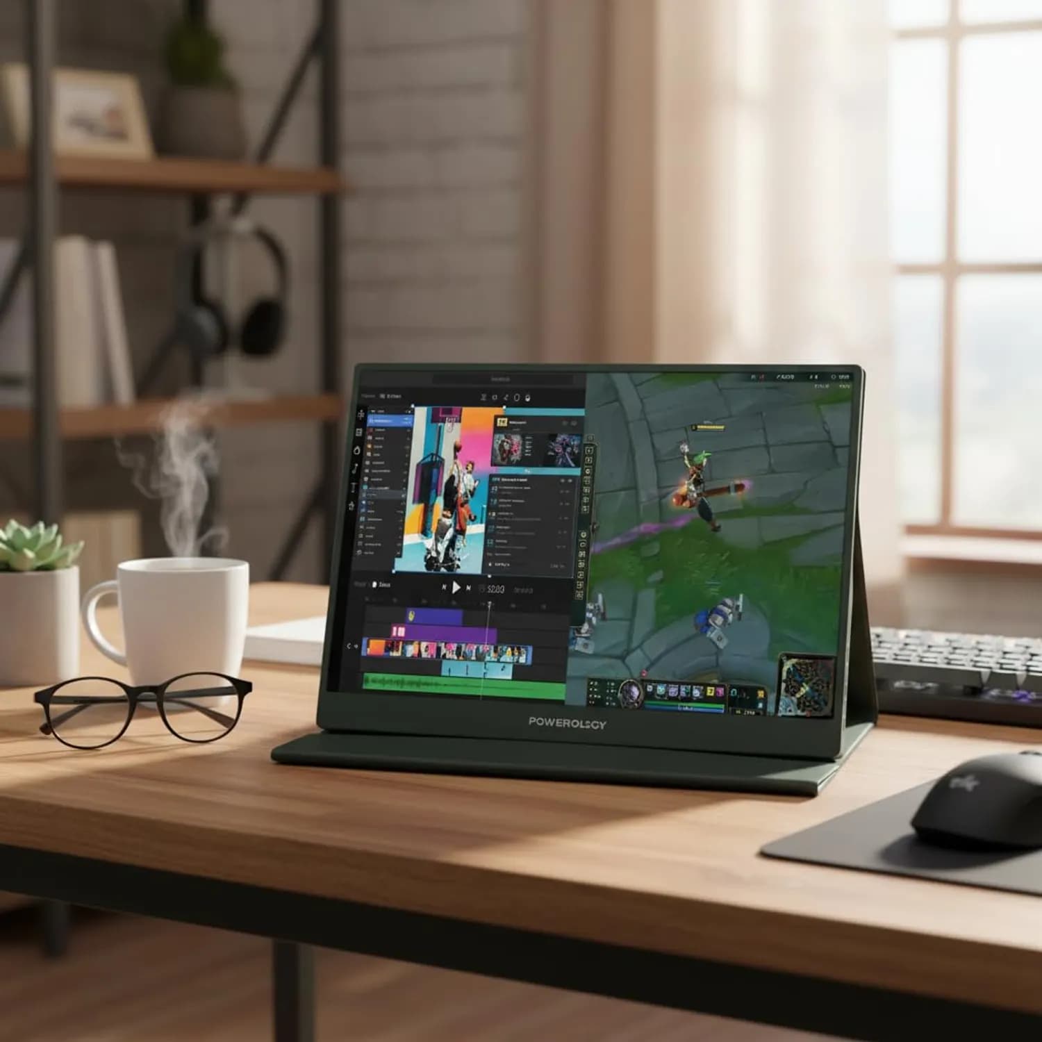 Powerology Portable Monitor - 15.6" FHD 144Hz IPS, Black 3